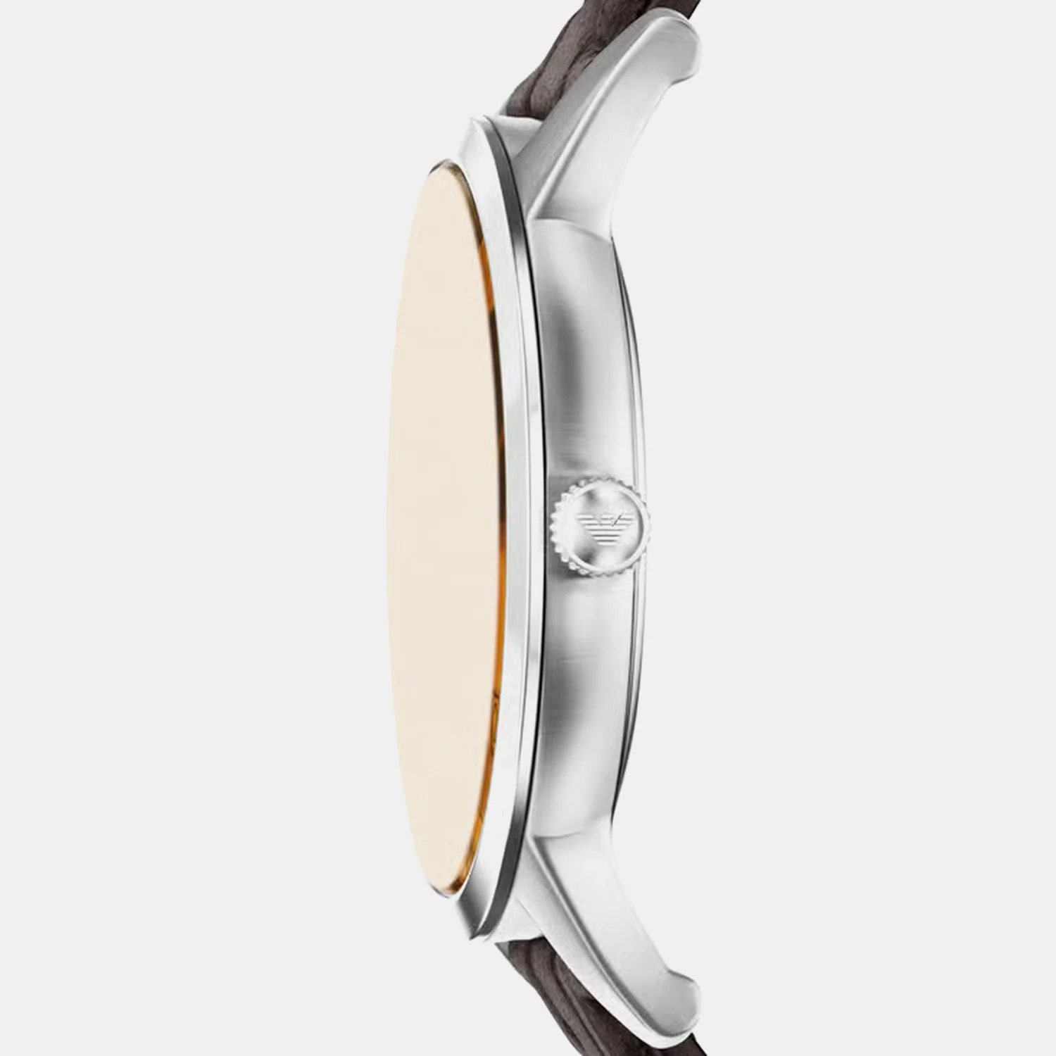 Men Quartz Beige Dial Analog Leather Watch AR11783 - Image 2