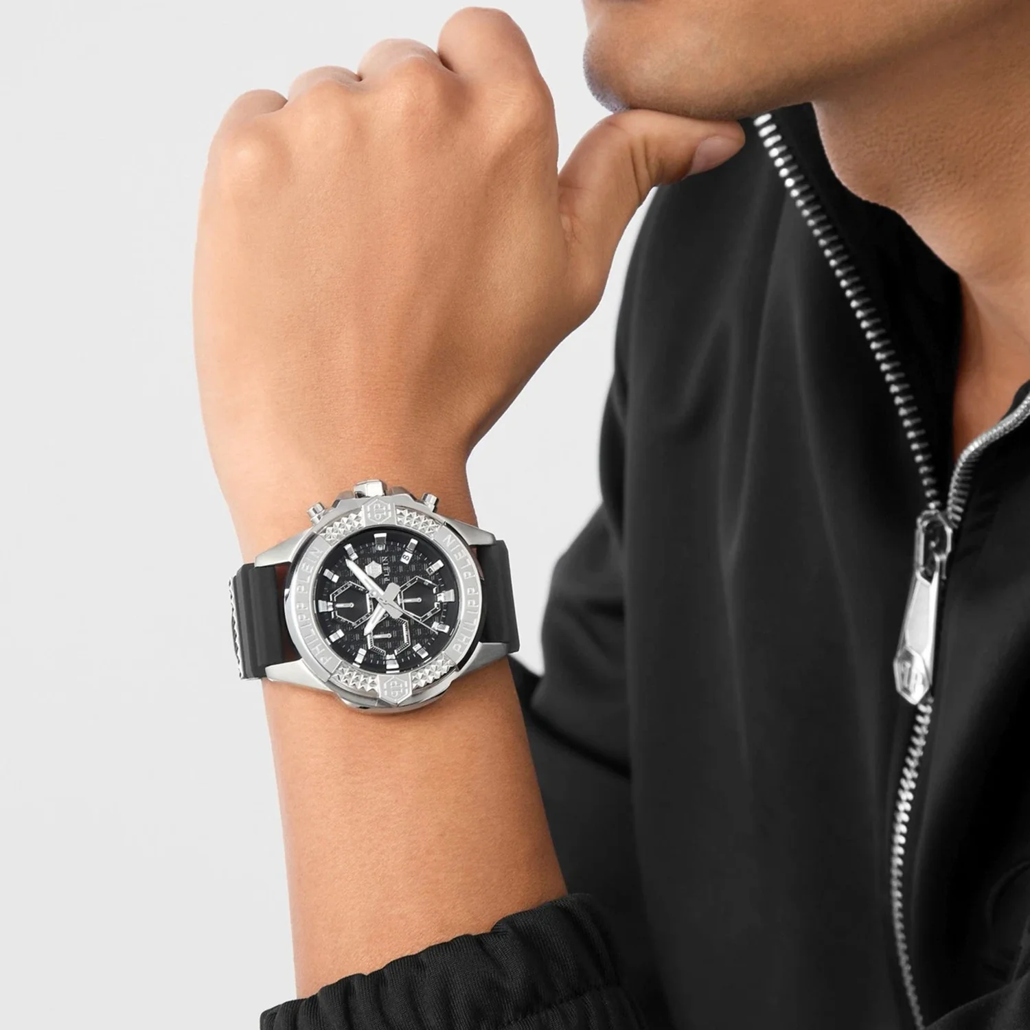Men Quartz Black Dial Chronograph Silicone Watch PWWFA0125 - Image 4