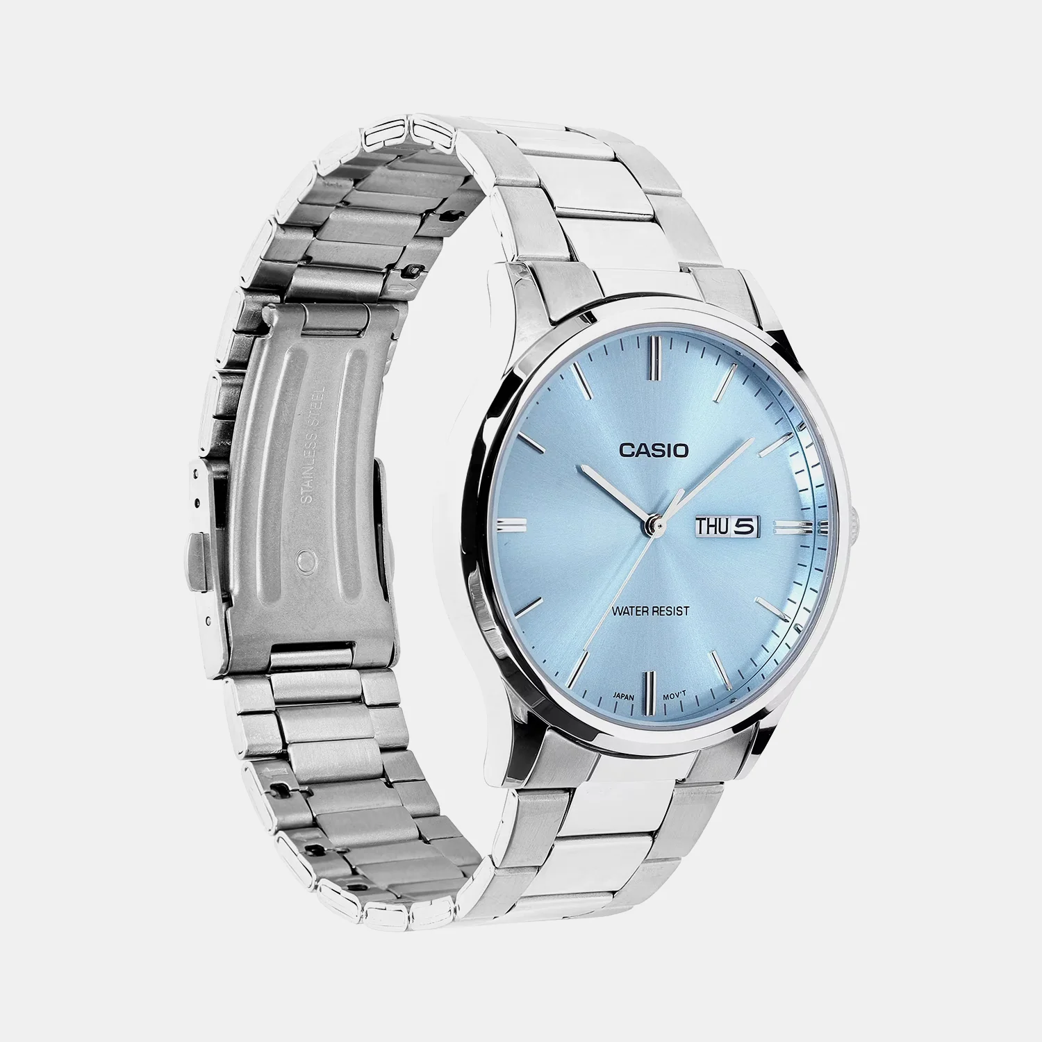 Men Quartz Blue Dial Analog Stainless Steel Watch A2515 - Image 3