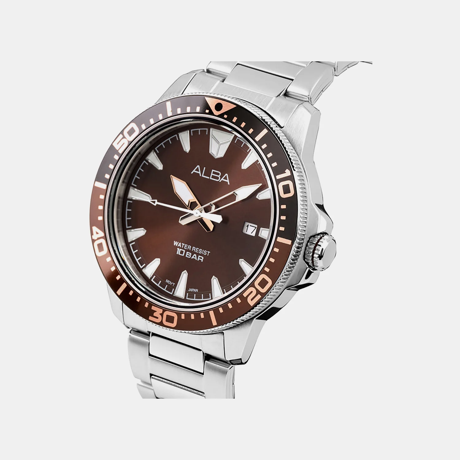Men Quartz Brown Dial Analog Stainless Steel Watch AS9T91X1 - Image 2
