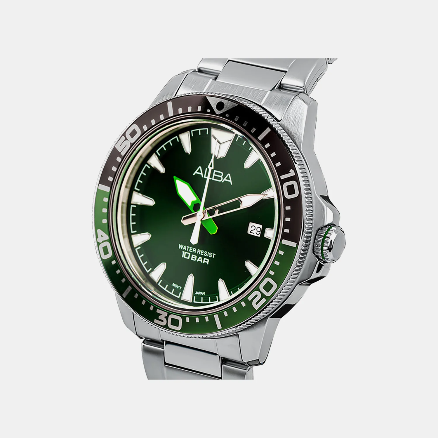 Men Quartz Green Dial Analog Stainless Steel Watch AS9T93X1 - Image 2