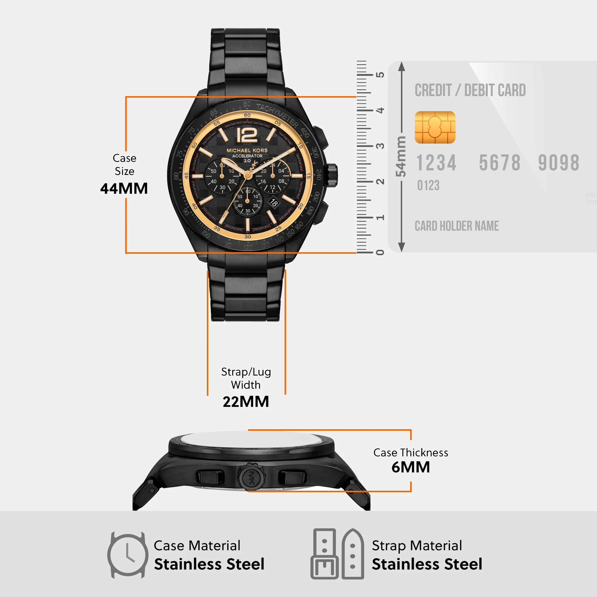 Accelerator 2.0 Men Quartz Black Dial Chronograph Stainless Steel Watch MK9179 - Image 9