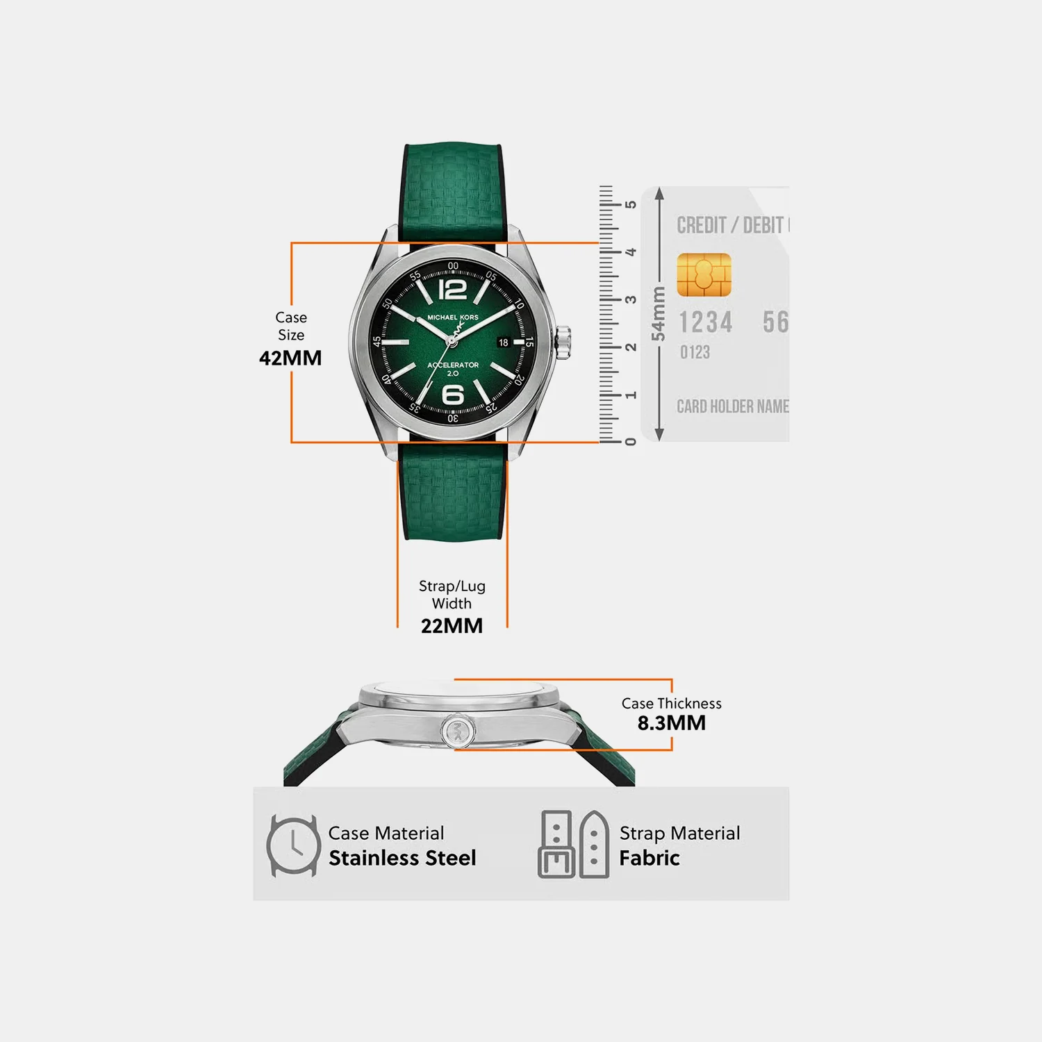 Accelerator 2.0 Men Quartz Green Dial Analog Silicone Watch MK9173 - Image 3