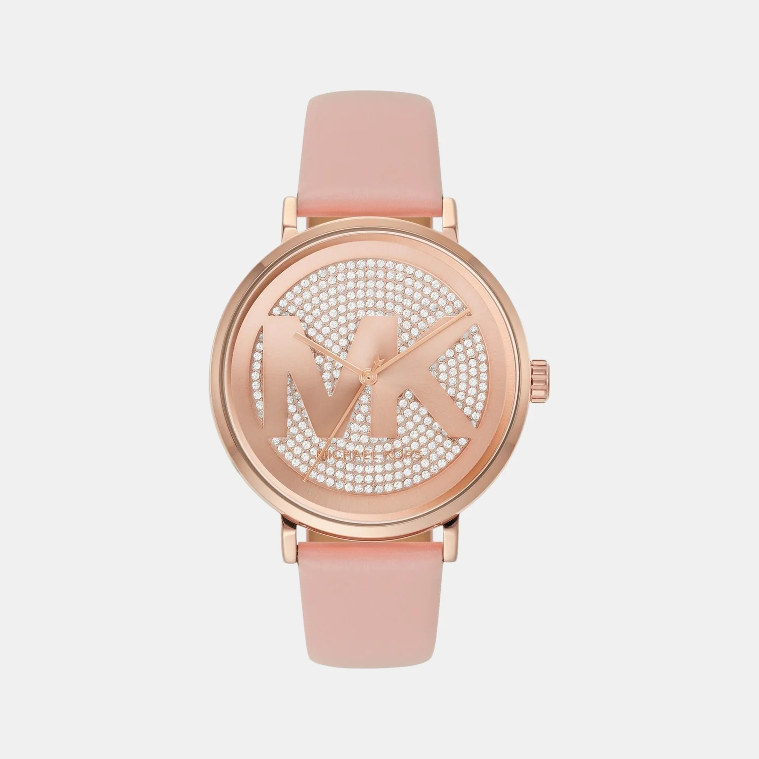 Addyson Women Quartz Rose Gold Dial Analog Leather Watch MK2957