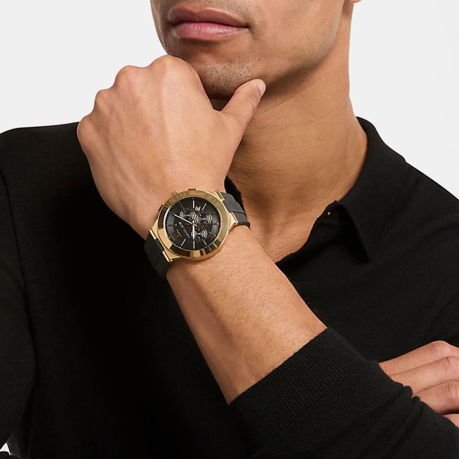 Billie Men Quartz Black Dial Chronograph Silicone Watch MK9253 - Image 2