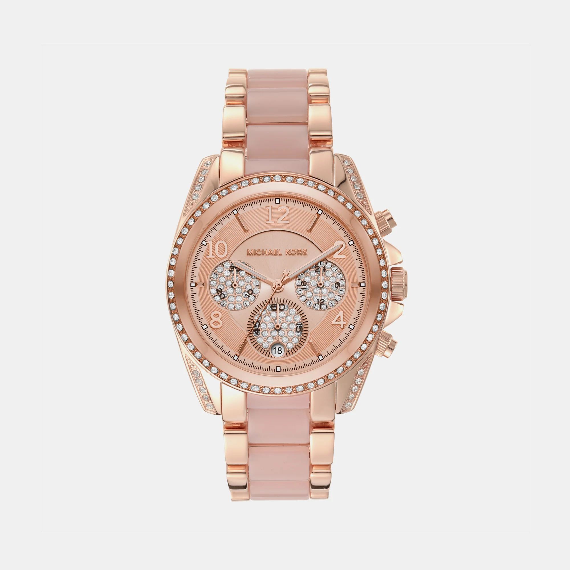 Blair Women Quartz Rose Gold Dial Chronograph Stainless Steel Watch MK6763