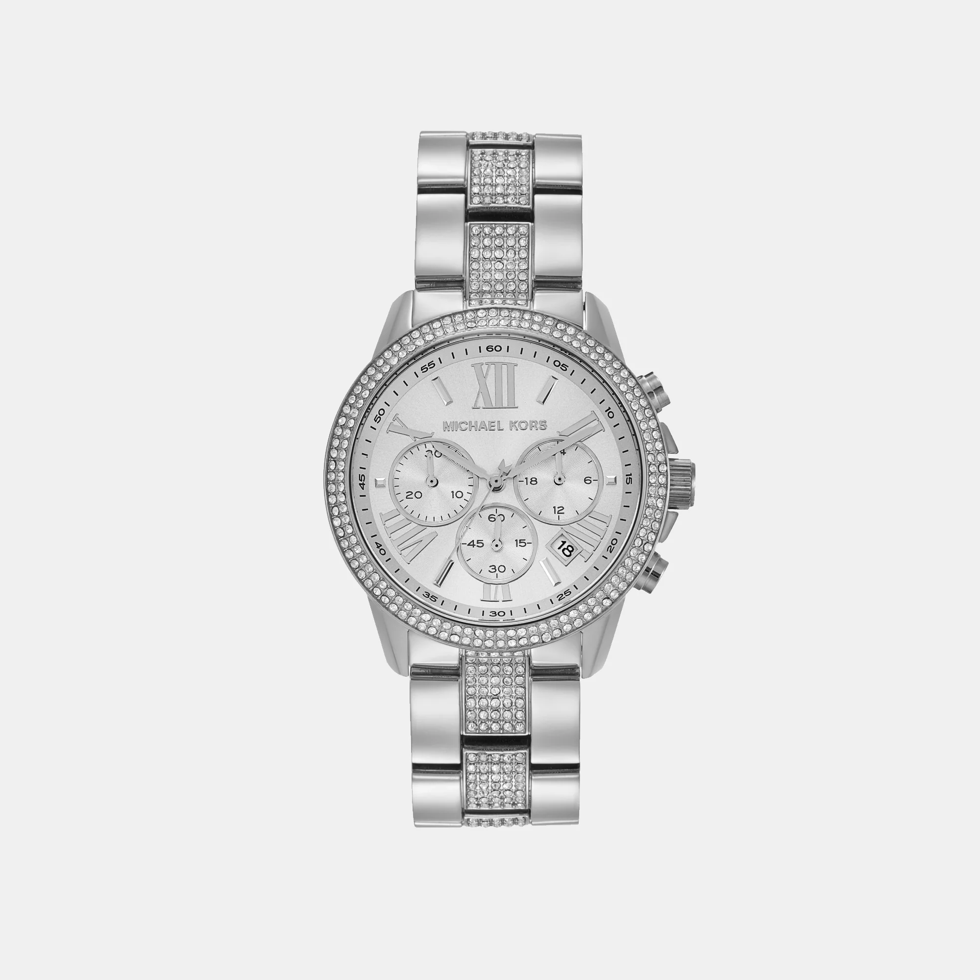 Brynn Women Quartz Silver Dial Chronograph Stainless Steel Watch MK7506 - Image 2