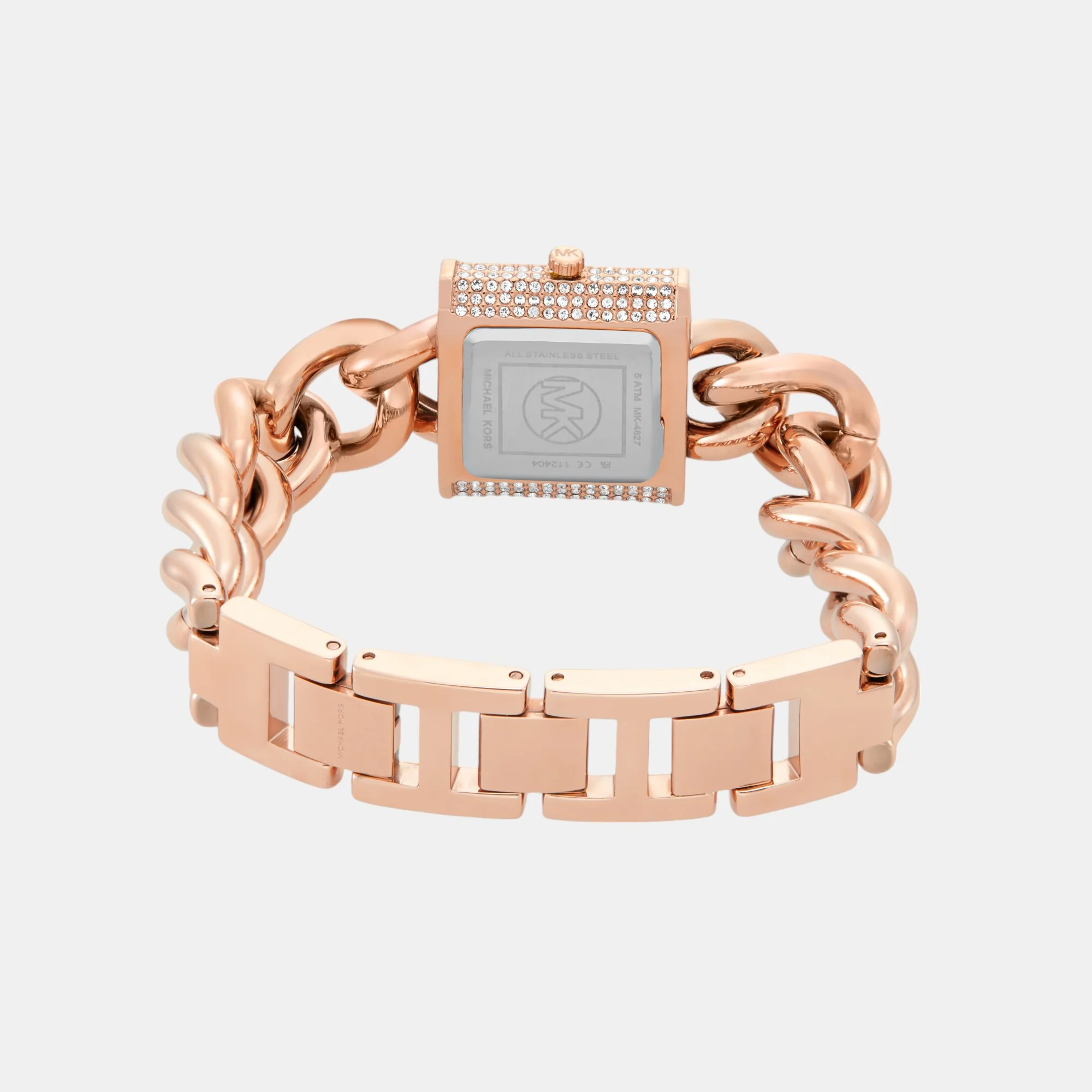 Chain Lock Women Quartz Rose Gold Dial Analog Stainless Steel Watch MK4827 - Image 4