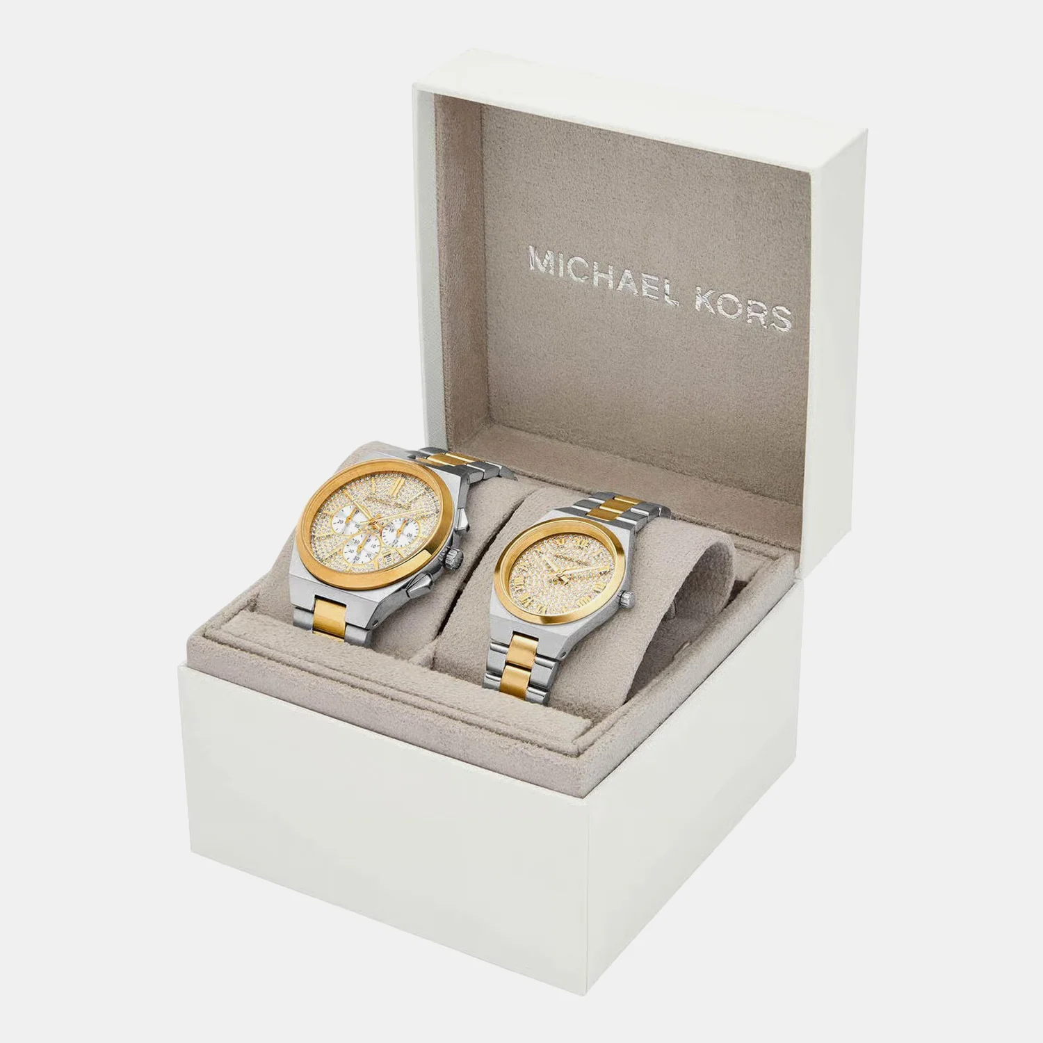 Lennox Couple Quartz Gold Dial Analog Stainless Steel Watch MK7503SET - Image 5