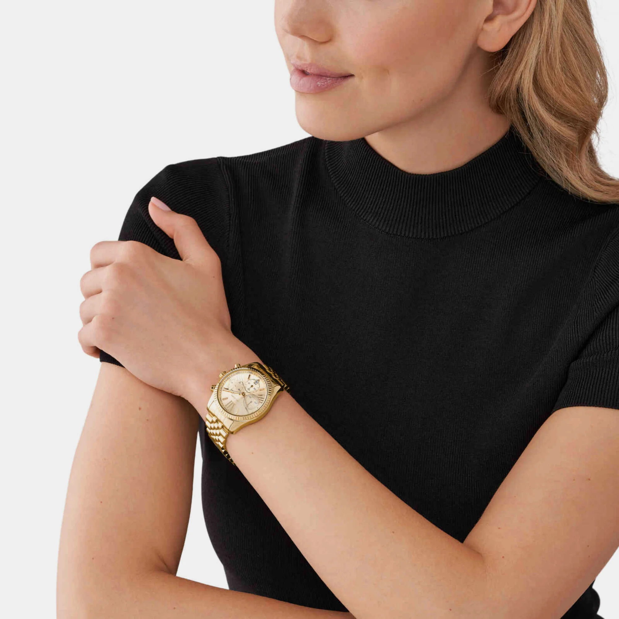 Lexington Women Quartz Gold Dial Chronograph Stainless Steel Watch MK7378 - Image 4