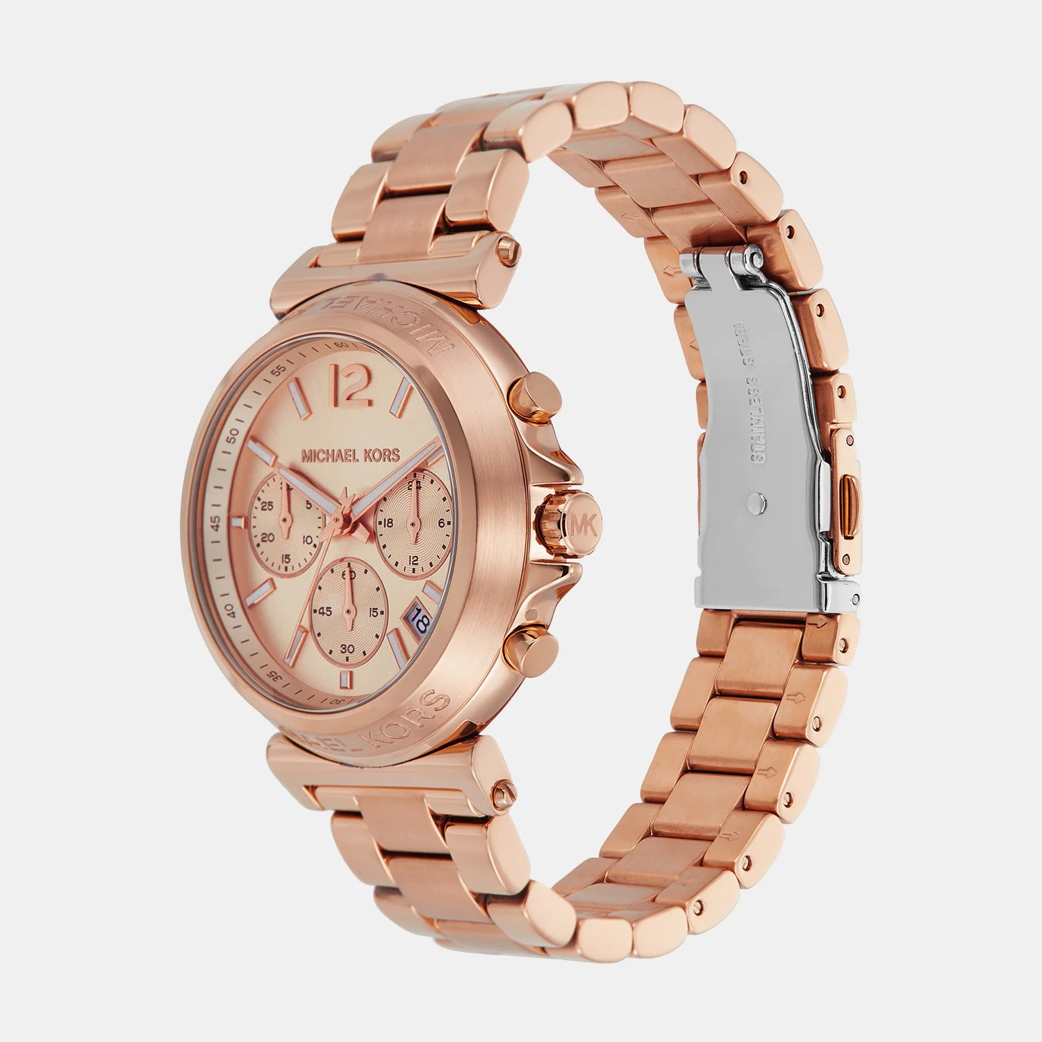 Maren Women Quartz Rose Gold Dial Chronograph Stainless Steel Watch MK7494 - Image 6