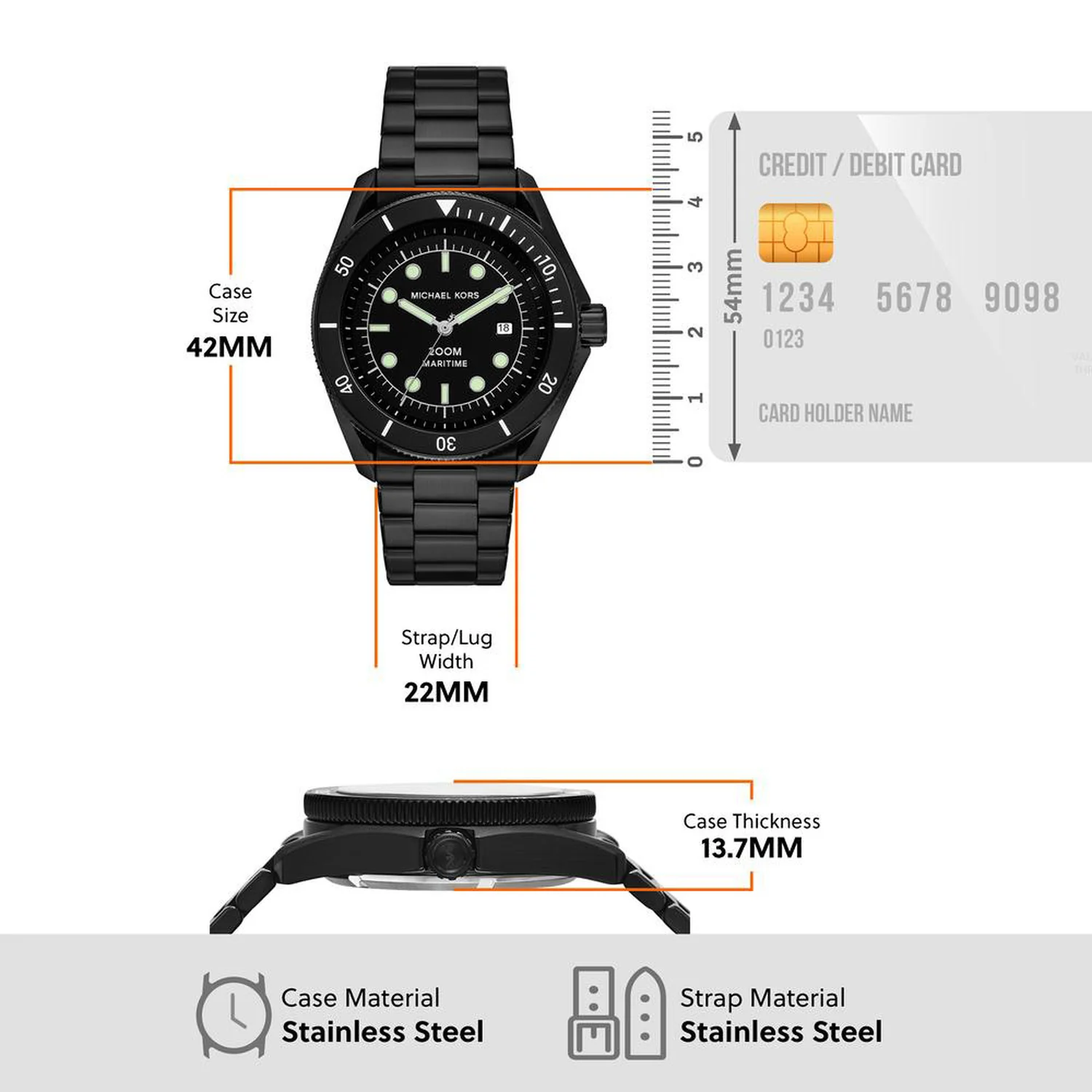 Maritime Men Quartz Black Dial Analog Stainless Steel Watch MK9181 - Image 5