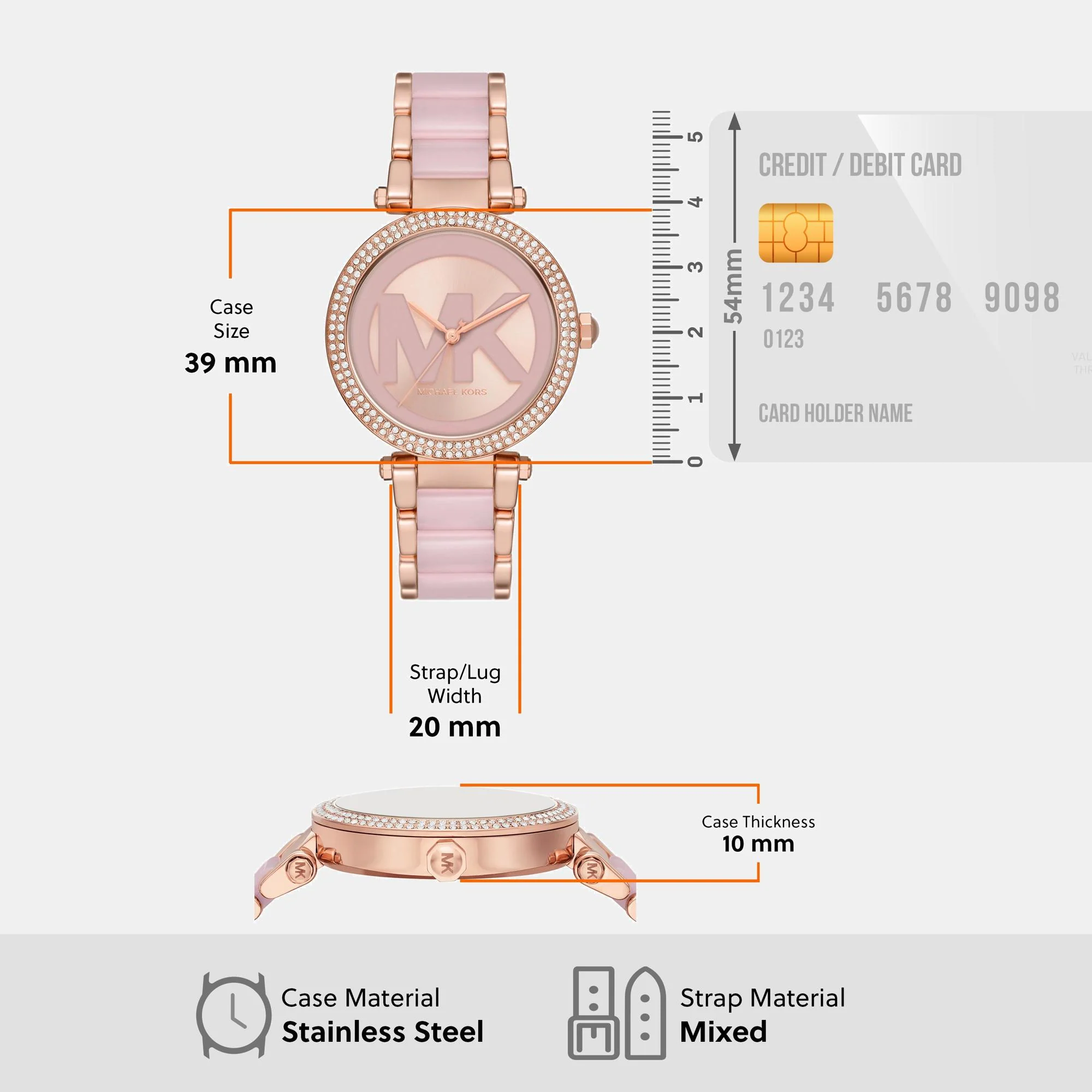 Parker Women Quartz Pink Dial Analog Stainless Steel Watch MK7371 - Image 8