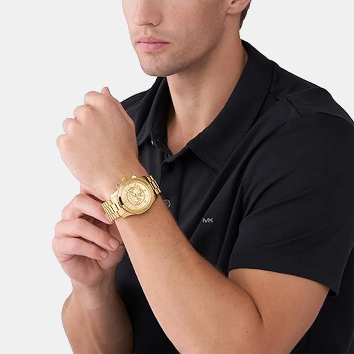 Runway Men Quartz Gold Dial Chronograph Stainless Steel Watch MK9074 - Image 6