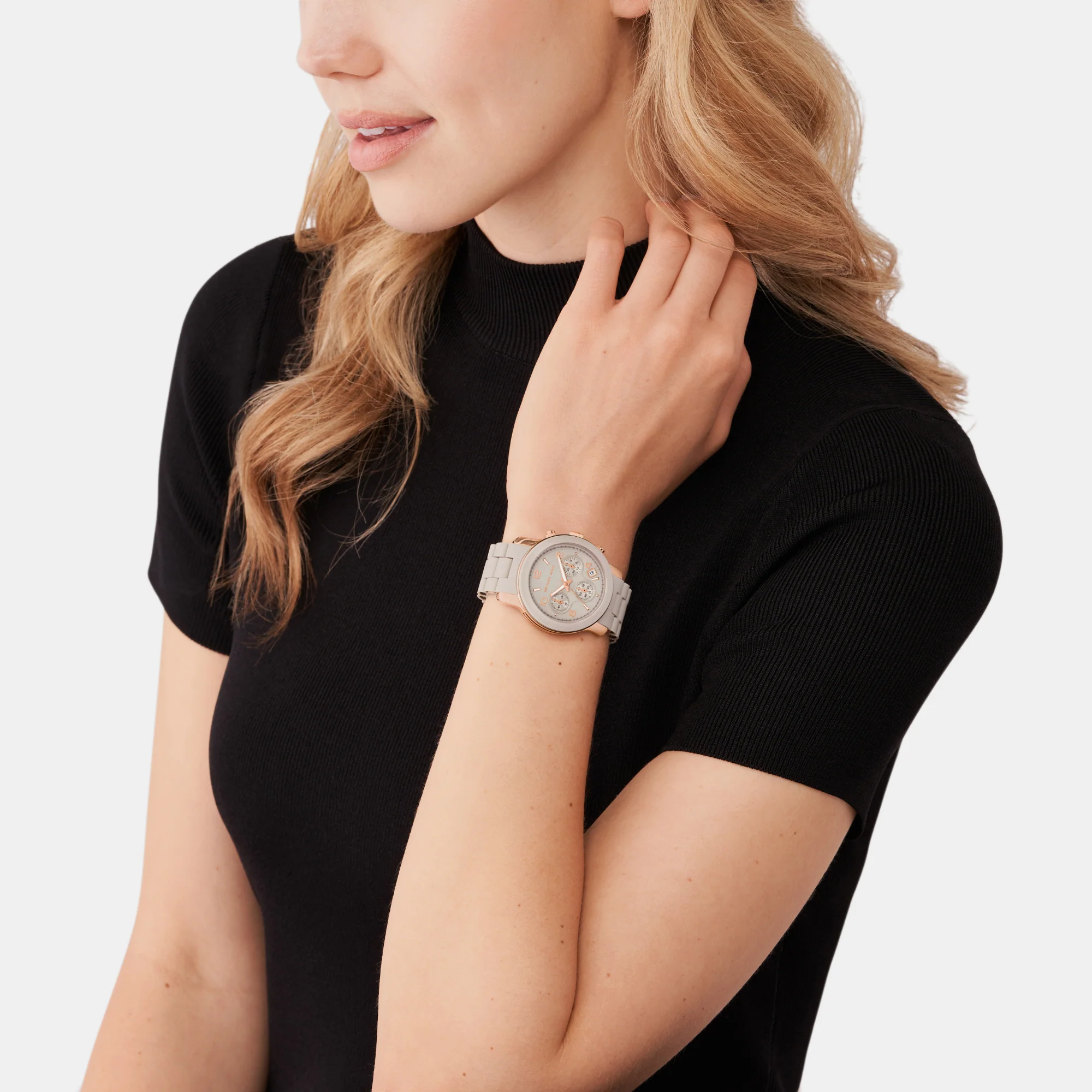 Runway Women Quartz Grey Dial Chronograph Silicone Watch MK7386 - Image 6