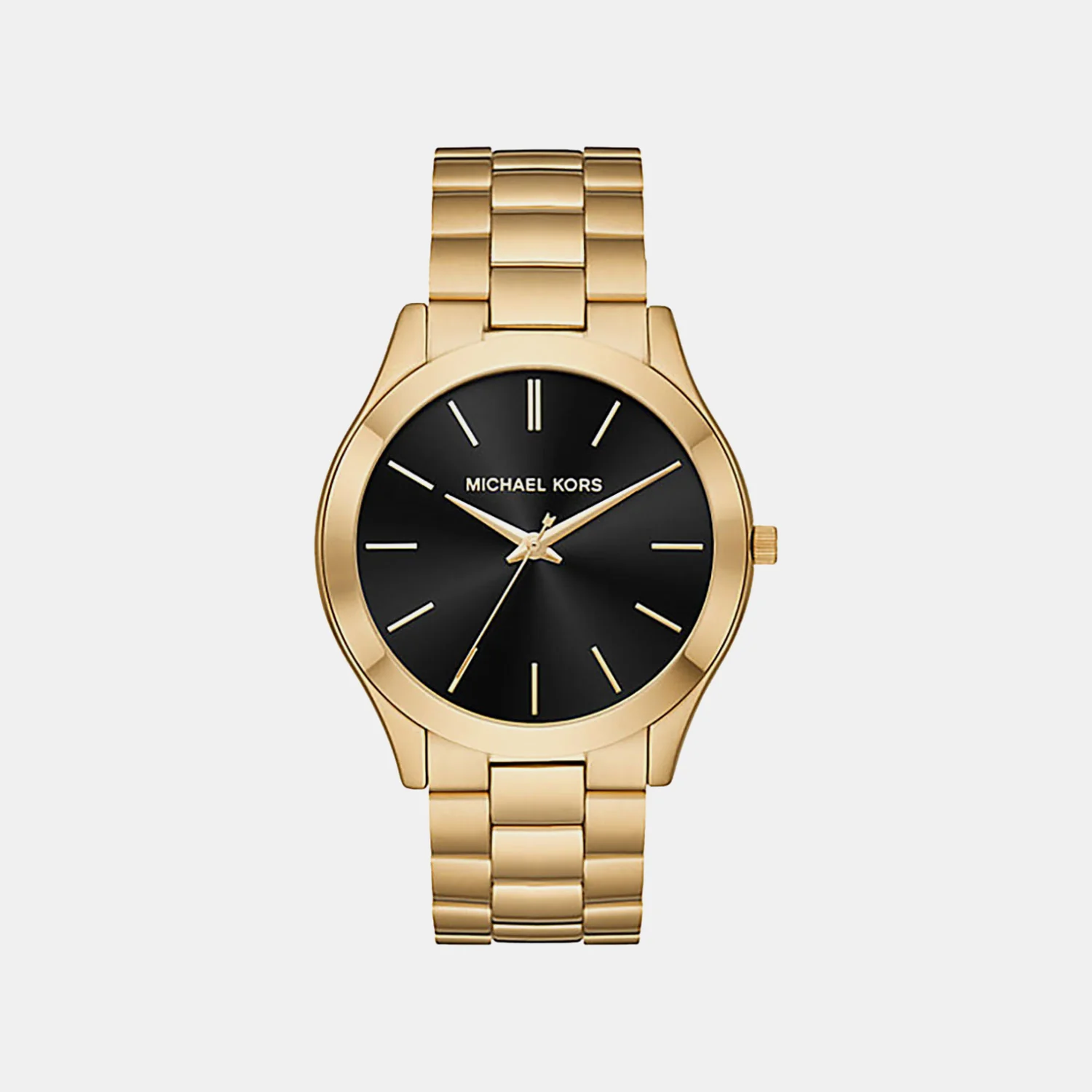 Slim Runway Men Quartz Black Dial Analog Stainless Steel Watch MK8621