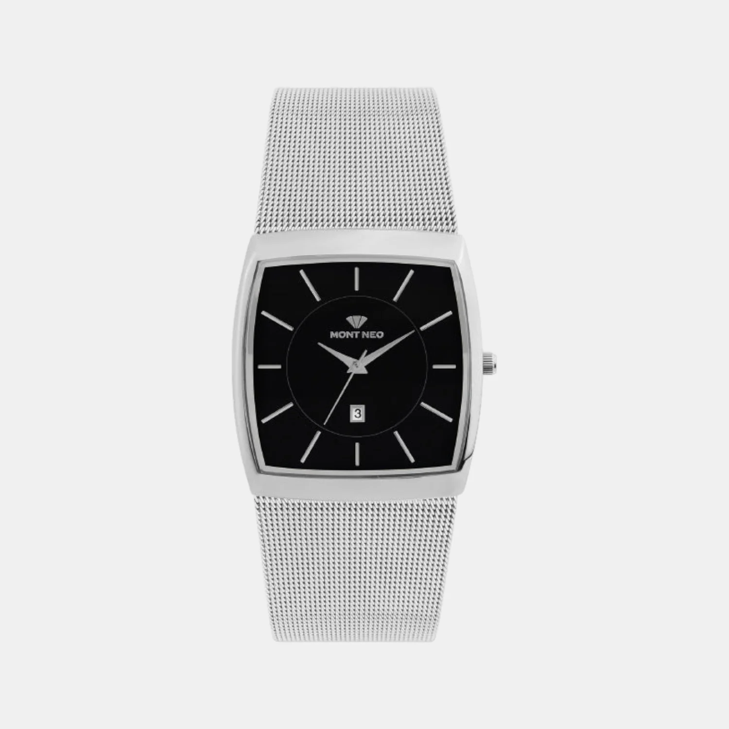 Men Quartz Black Dial Analog Mesh Watch 1060E-B4412