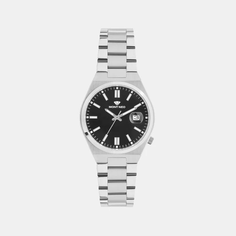 Men Quartz Black Dial Analog Metal Watch 3506E-M1104 - Image 2