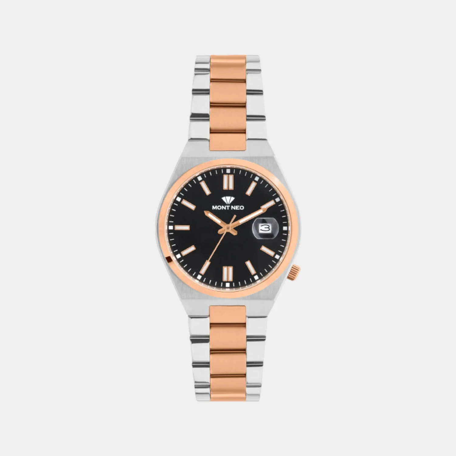 Men Quartz Black Dial Analog Metal Watch 3506E-M1304