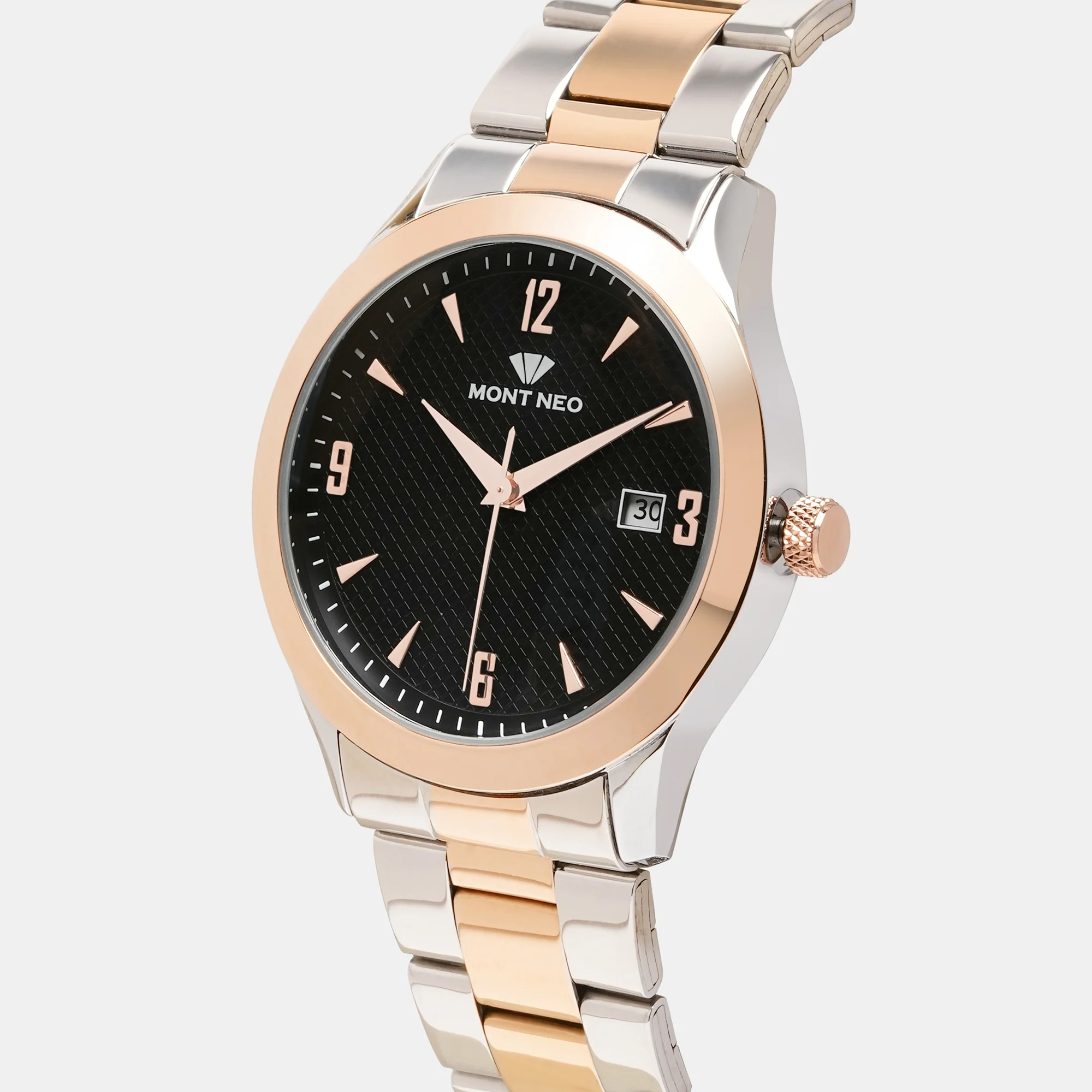 Men Quartz Black Dial Analog Stainless Steel Watch 8010E-M1304 - Image 2