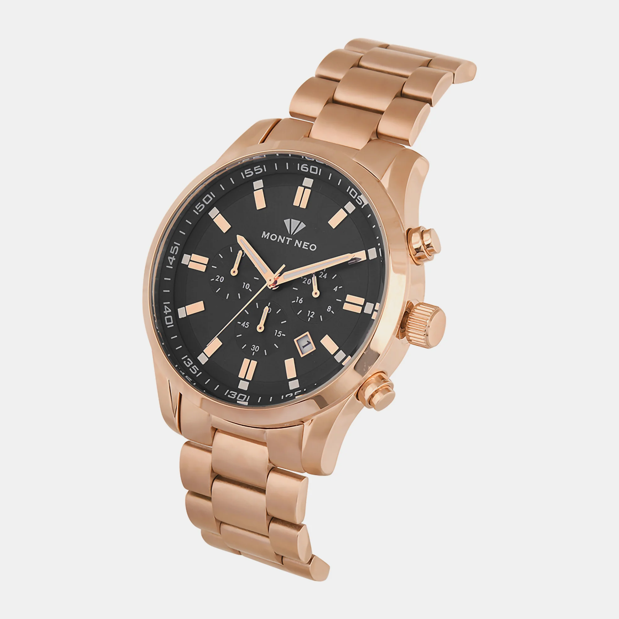 Men Quartz Black Dial Chronograph Stainless Steel Watch 1032C-M3304 - Image 2