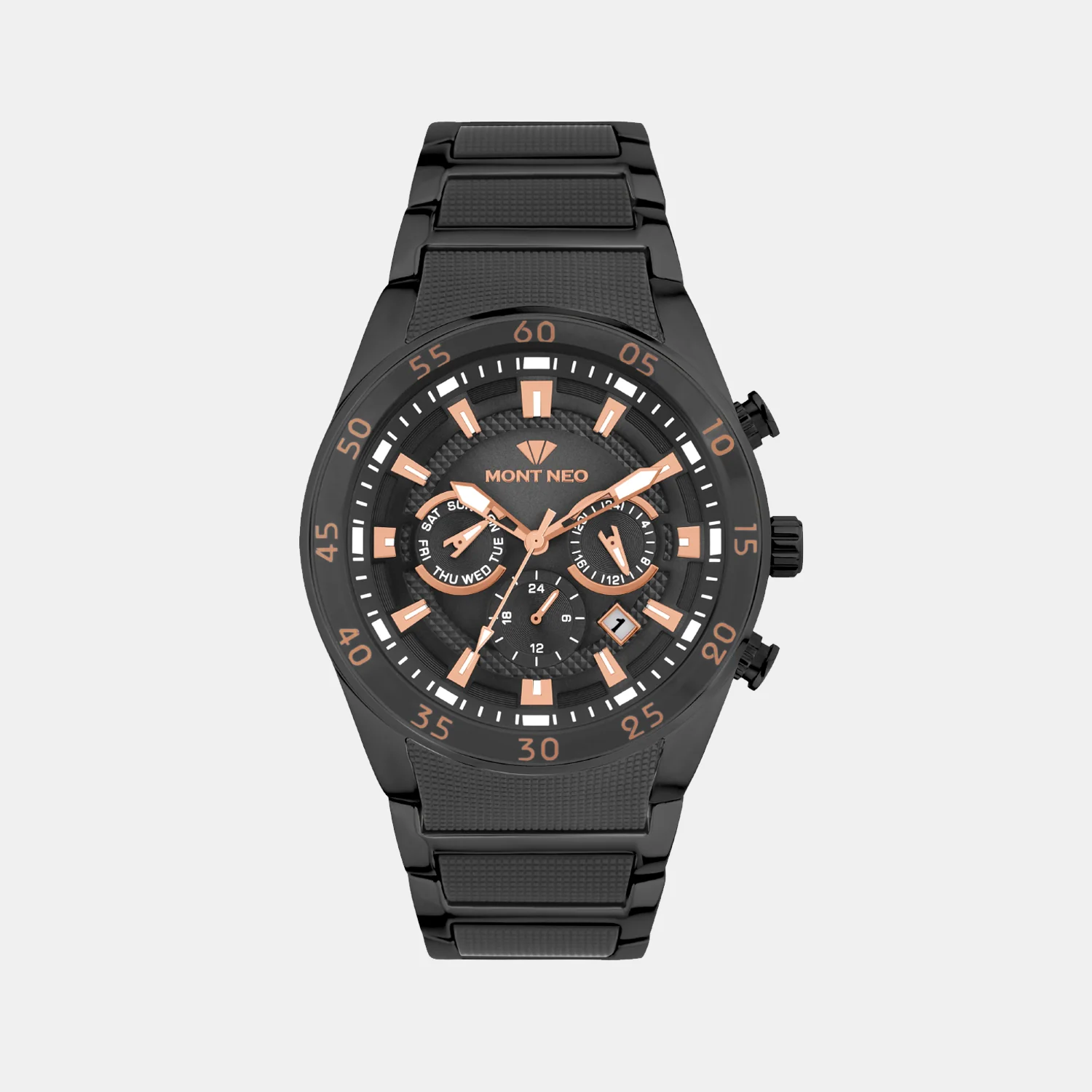 Men Quartz Black Dial Multi-Function Metal Watch G1062M-M4404 - Image 2