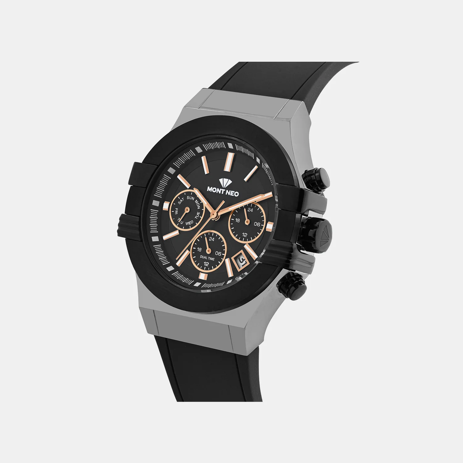 Men Quartz Black Dial Multi-Function Silicone Watch 3517M-M7404 - Image 2