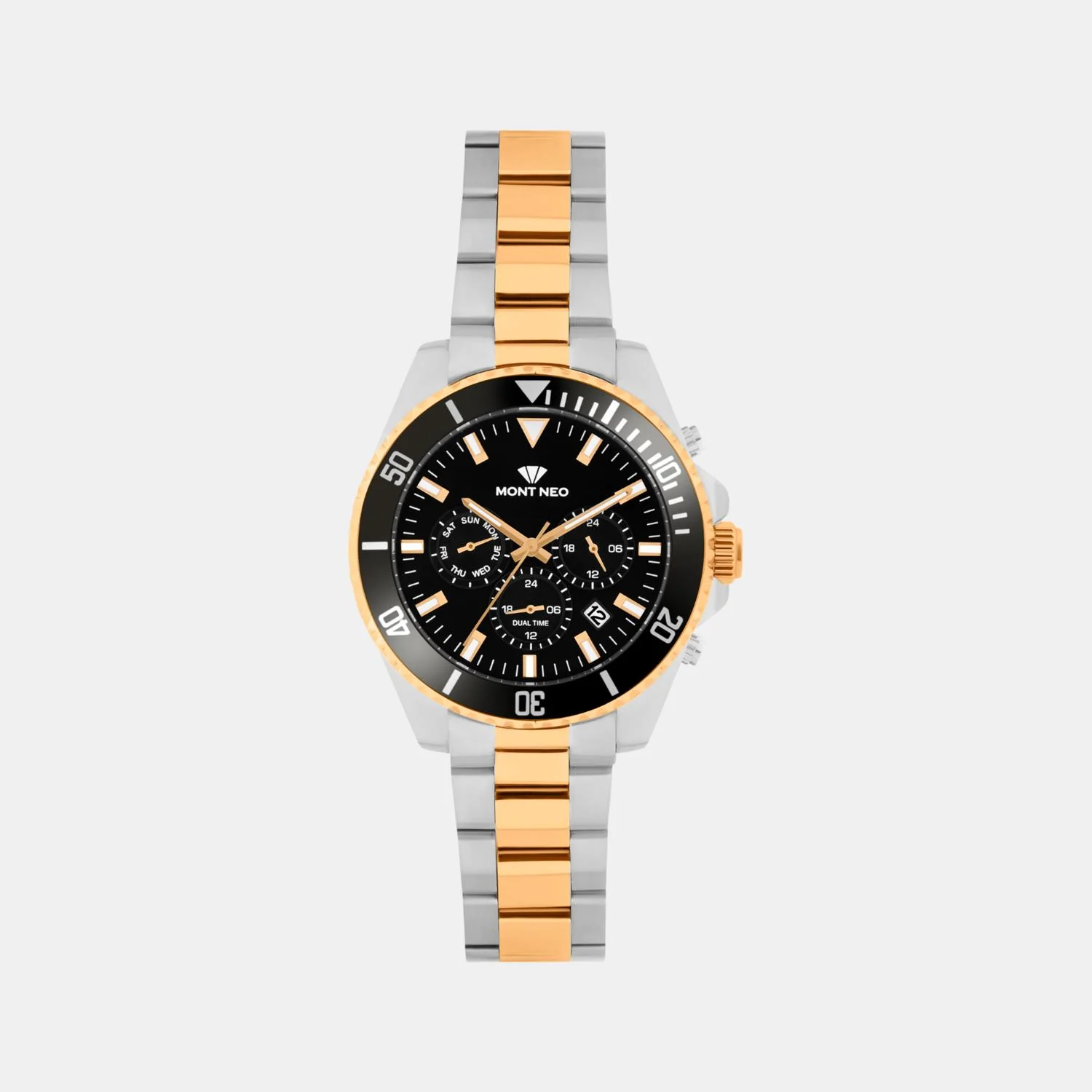 Men Quartz Black Dial Multi-Function Stainless Steel Watch 3508M-M1304 - Image 2