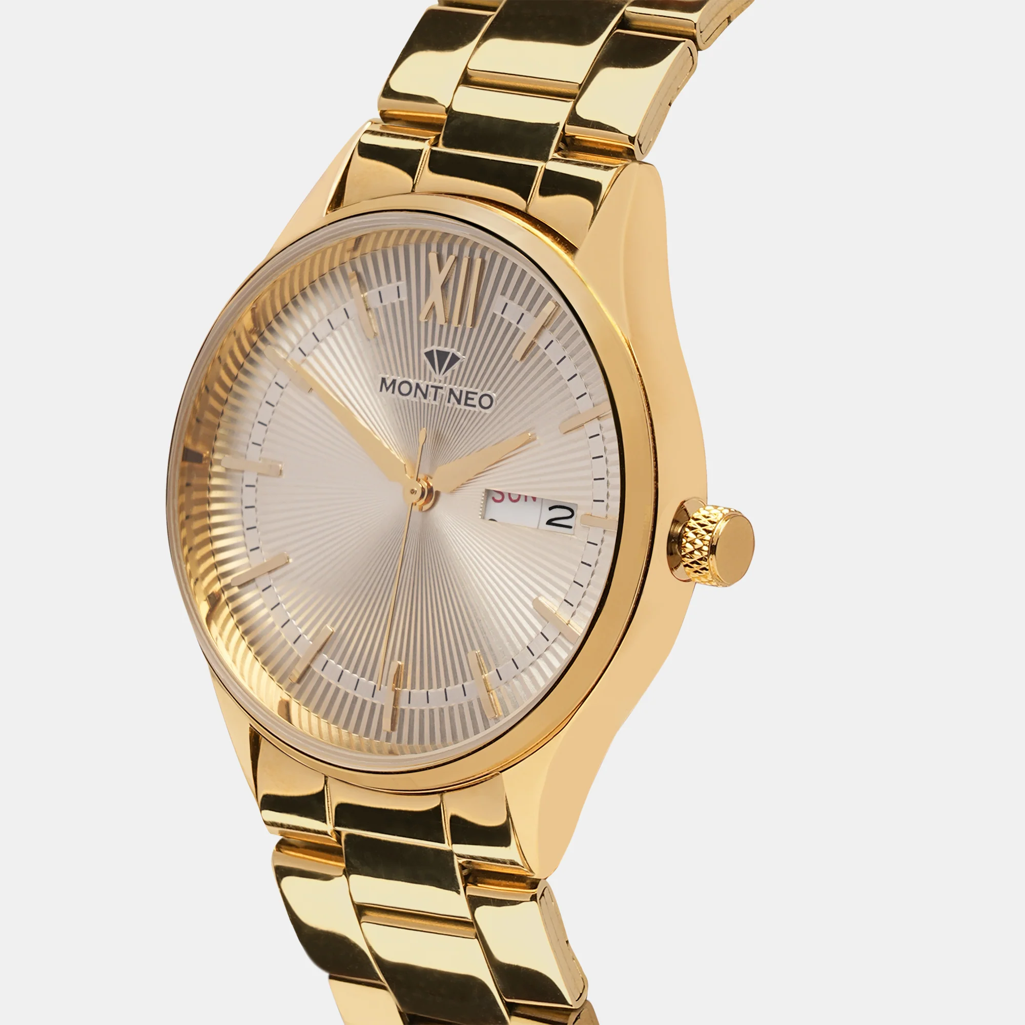 Men Quartz Gold Dial Analog Stainless Steel Watch 8007T-M2203 - Image 3