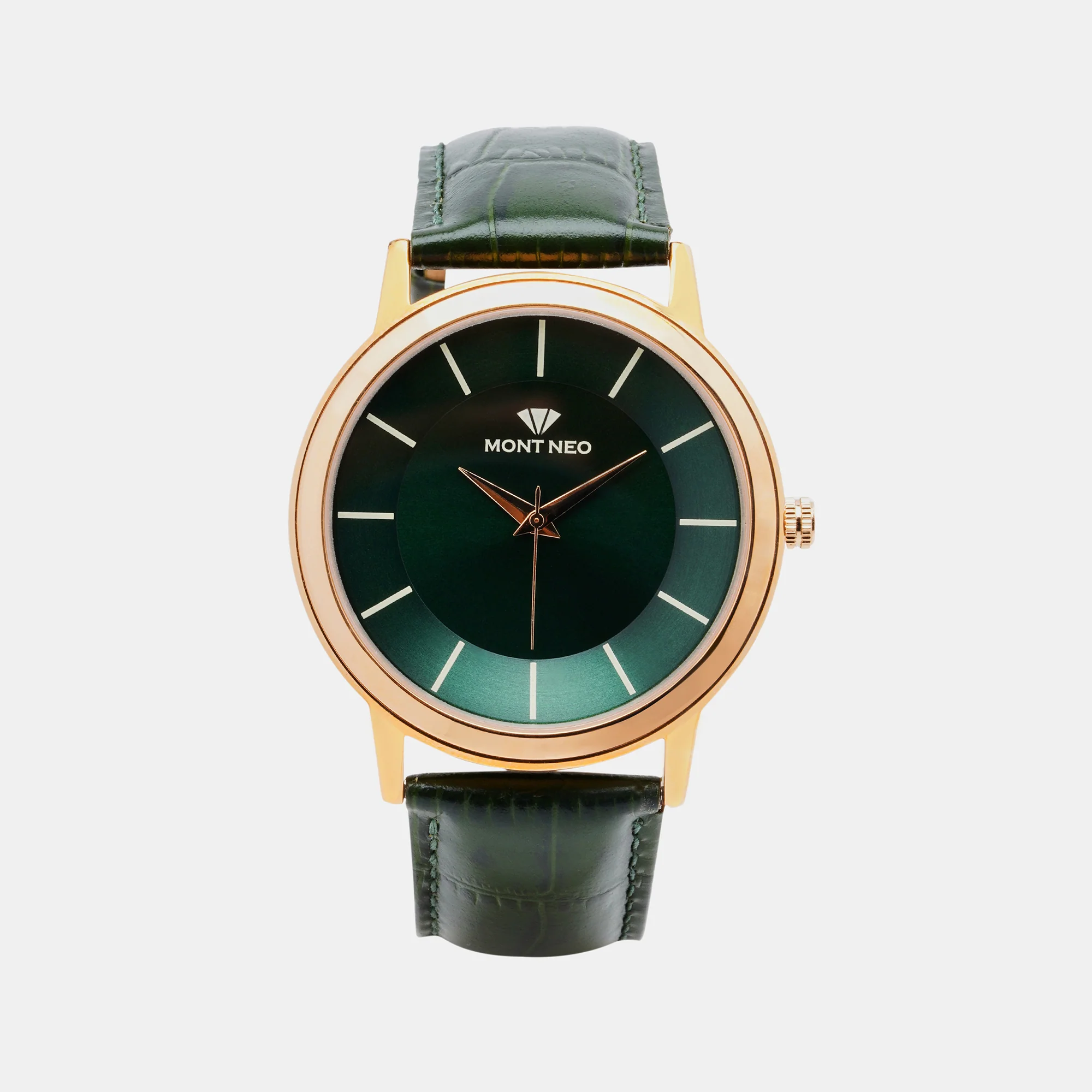 Men Quartz Green Dial Analog Leather Watch 8003T-L3314 - Image 2