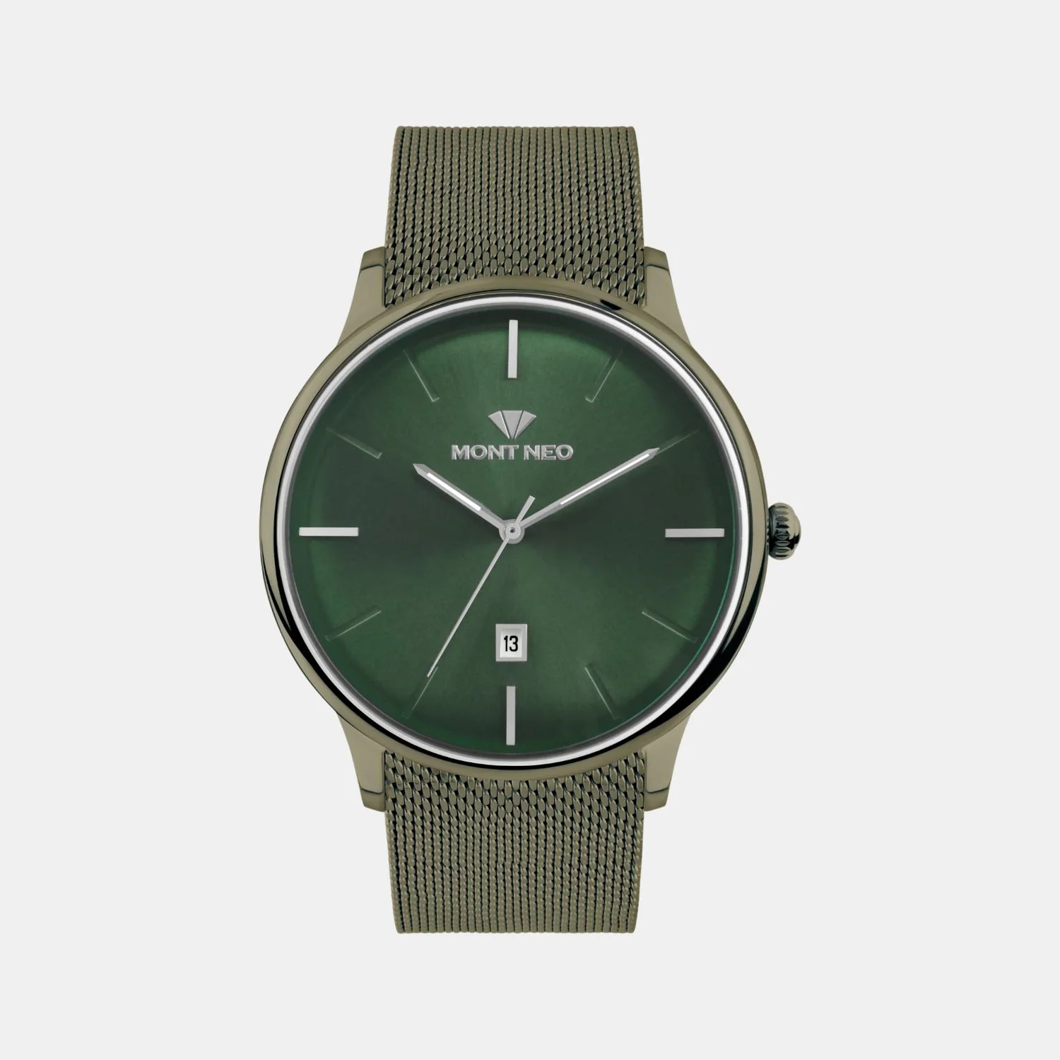 Men Quartz Green Dial Analog Mesh Watch G1052E-B101014 - Image 2