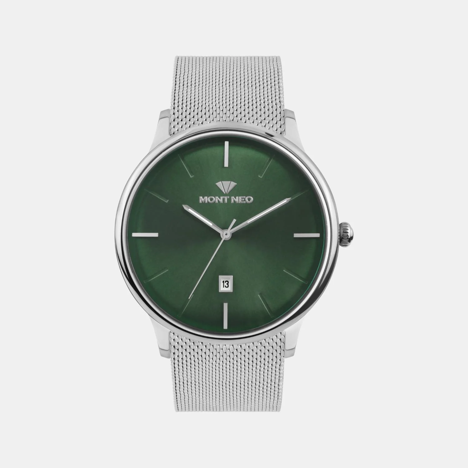 Men Quartz Green Dial Analog Mesh Watch G1052E-B1114 - Image 2