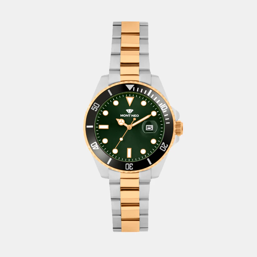 Men Quartz Green Dial Analog Metal Watch 3507E-M1314 - Image 2