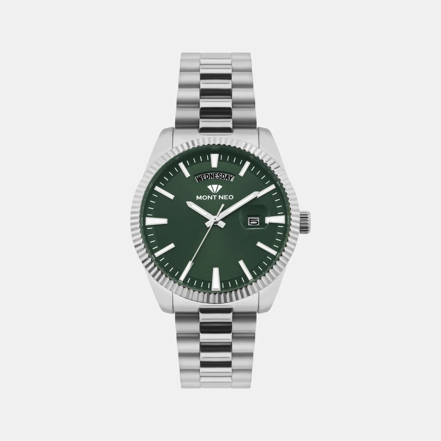 Men Quartz Green Dial Analog Stainless Steel Watch G3505D-M1114 - Image 2