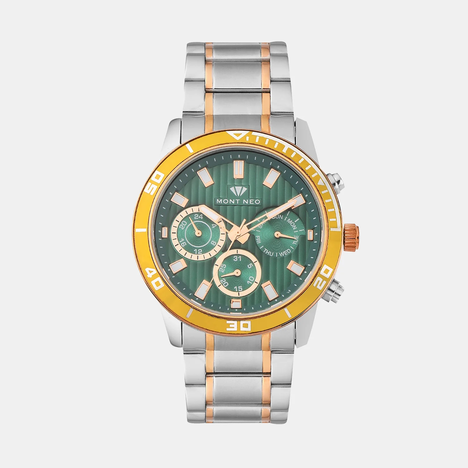 Men Quartz Green Dial Chronograph Metal Watch 1036C-M11014-06 - Image 2
