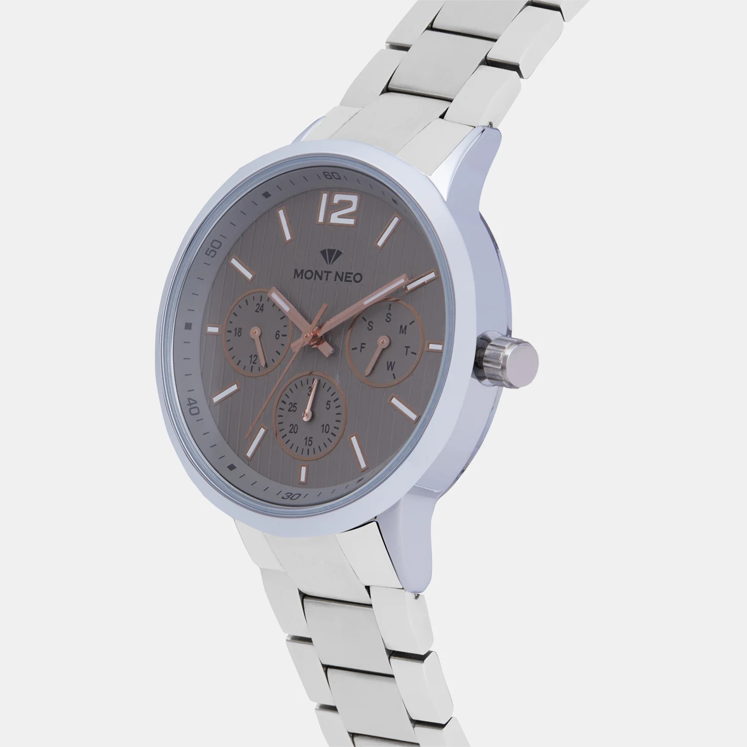 Men Quartz Grey Dial Multi-Function Stainless Steel Watch 8008M-L1115 - Image 2