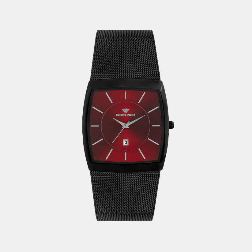 Men Quartz Maroon Dial Analog Mesh Watch 1060E-B1104 - Image 2