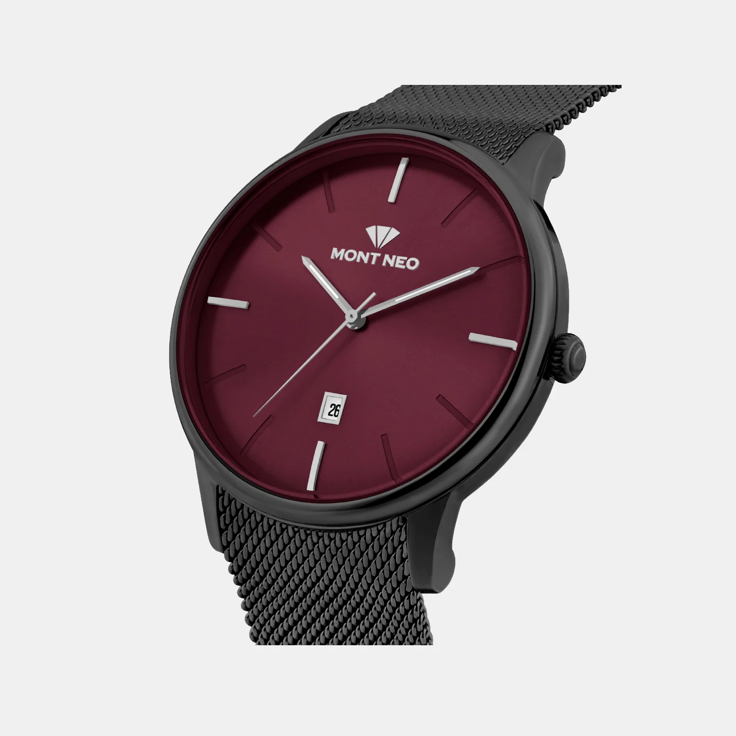 Men Quartz Red Dial Analog Mesh Watch G1052E-B4412 - Image 3