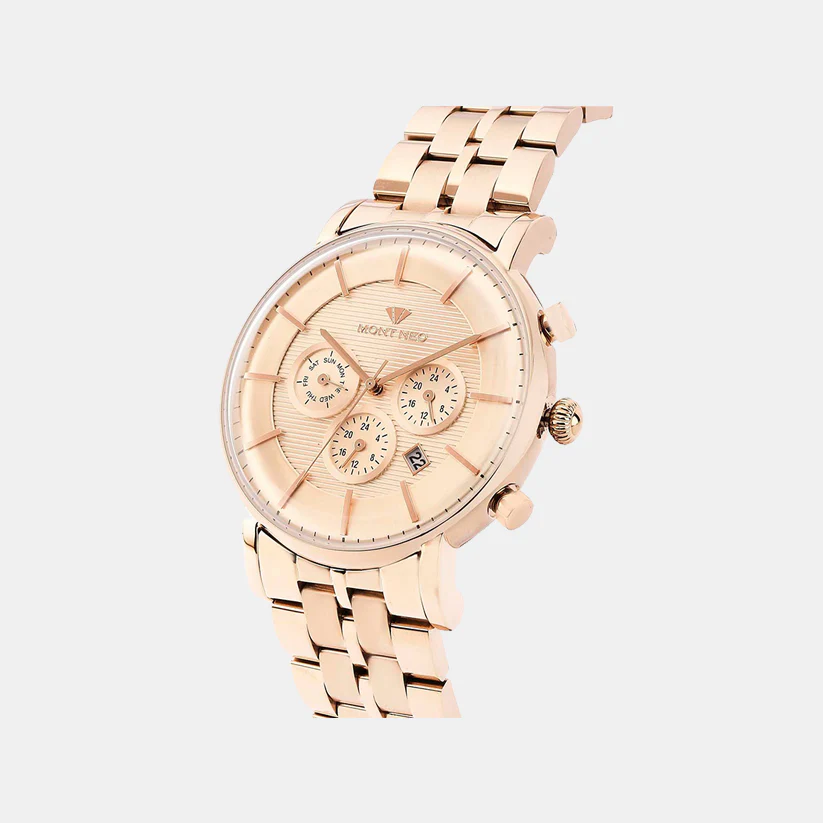 Men Quartz Rose Gold Dial Multi-Function Metal Watch 1055C-M3307 - Image 3