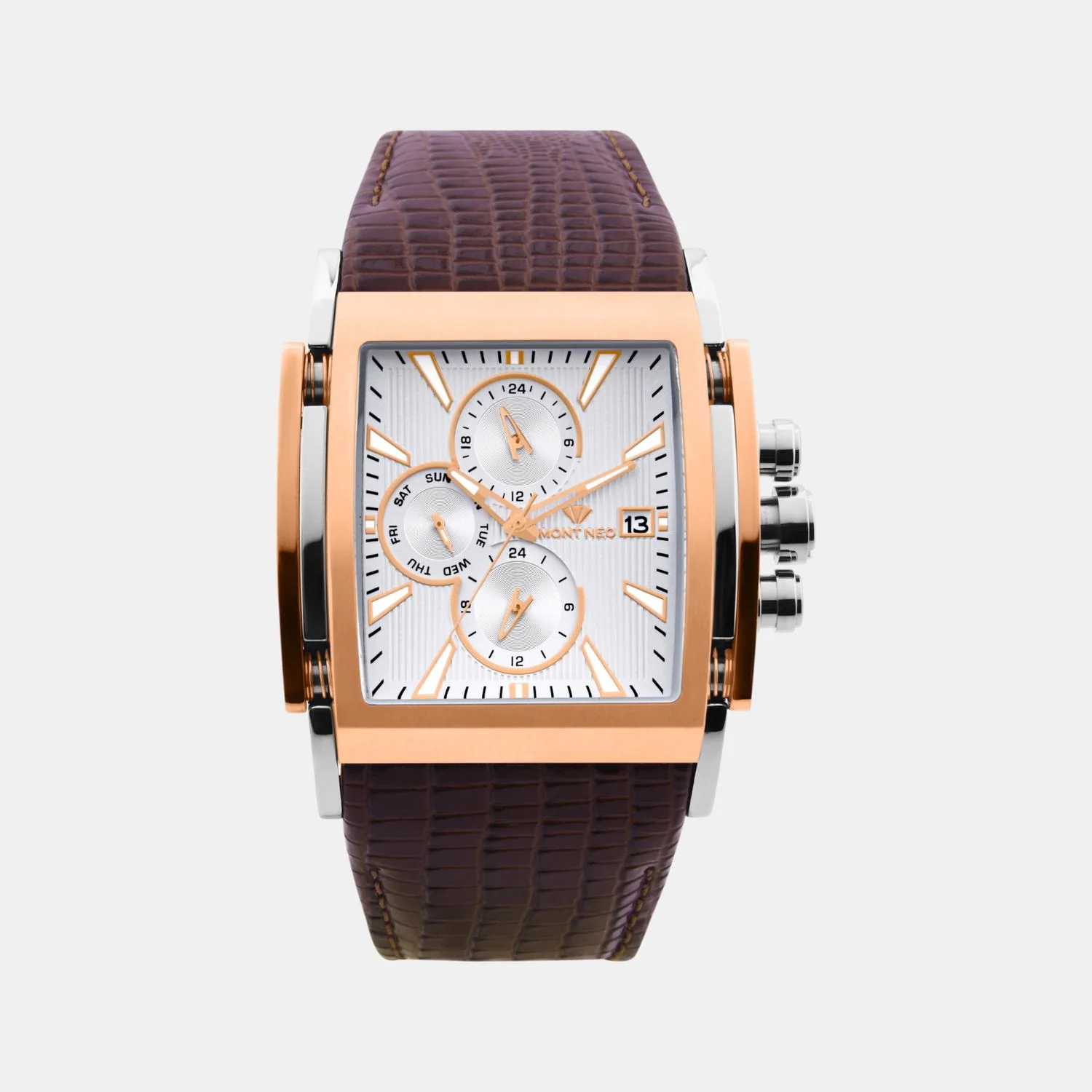 Men Quartz Silver Dial Multi-Function Leather Watch G1057M-L1303 - Image 2
