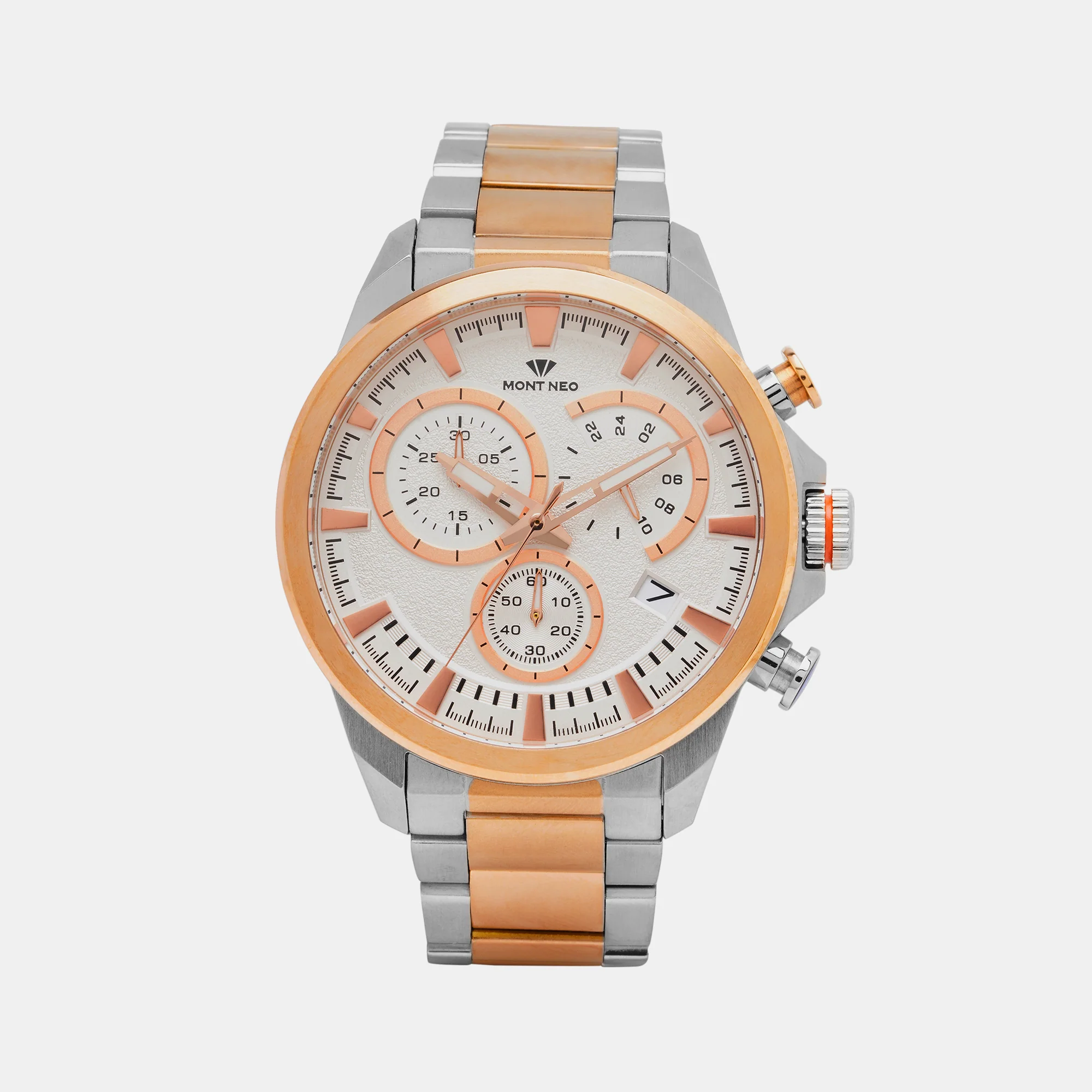 Men Quartz White Dial Chronograph Stainless Steel Watch 7011M-M1303 - Image 2