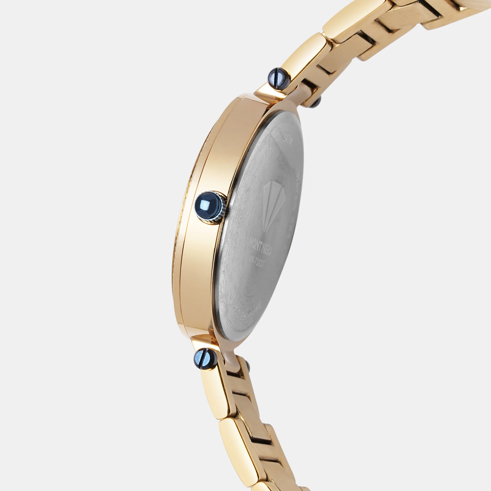 Women Quartz Gold Dial Analog Stainless Steel Watch 7503T-M2208 - Image 3