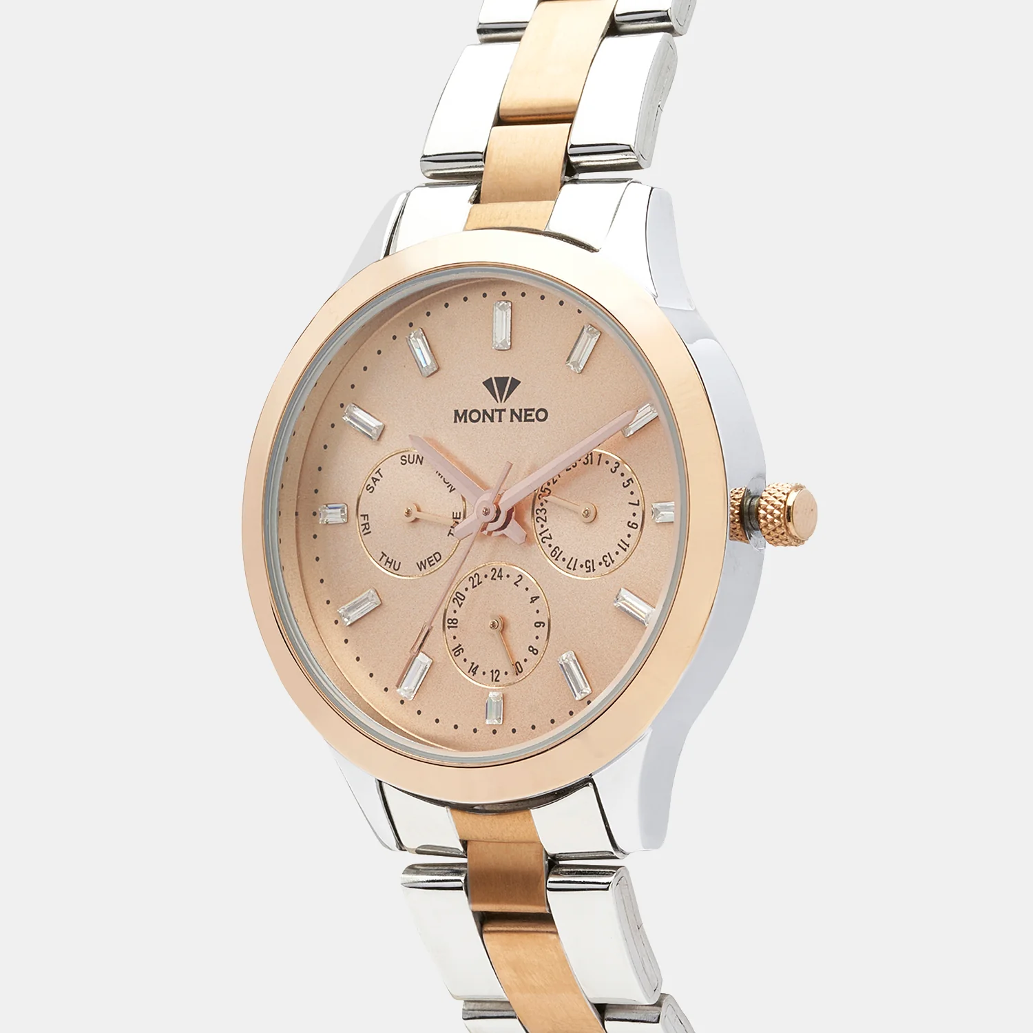 Women Quartz Rose Dial Chronograph Metal Watch 9009M-M1307 - Image 2