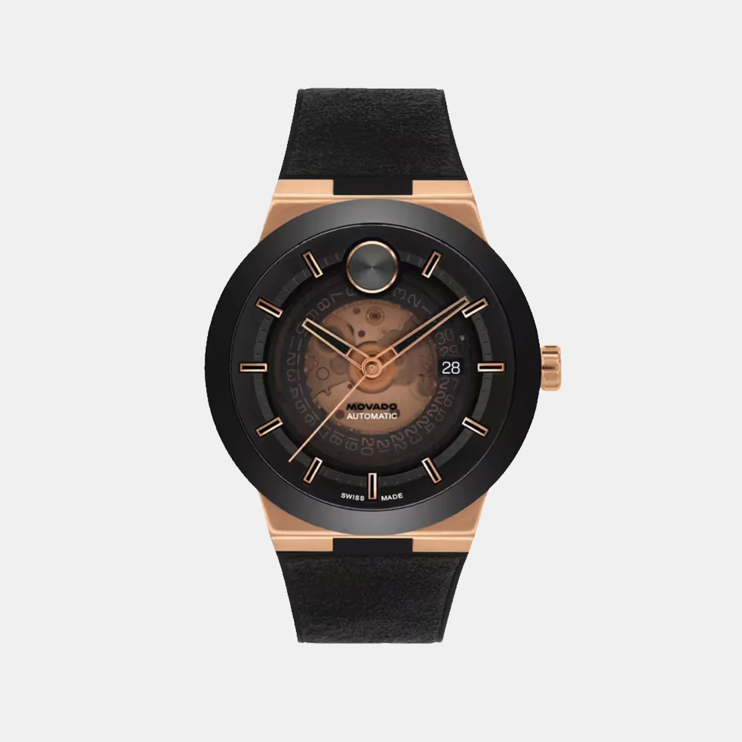 Bold Fusion Men Quartz Black And Rose Gold Transparent Dial Analog Rubber Watch 3600947 - Image 2