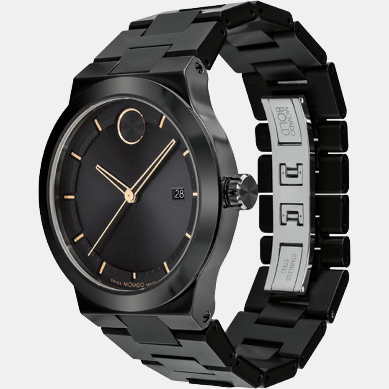 Bold Fusion Men Quartz Black Dial Analog Stainless Steel Watch 3600853 - Image 2