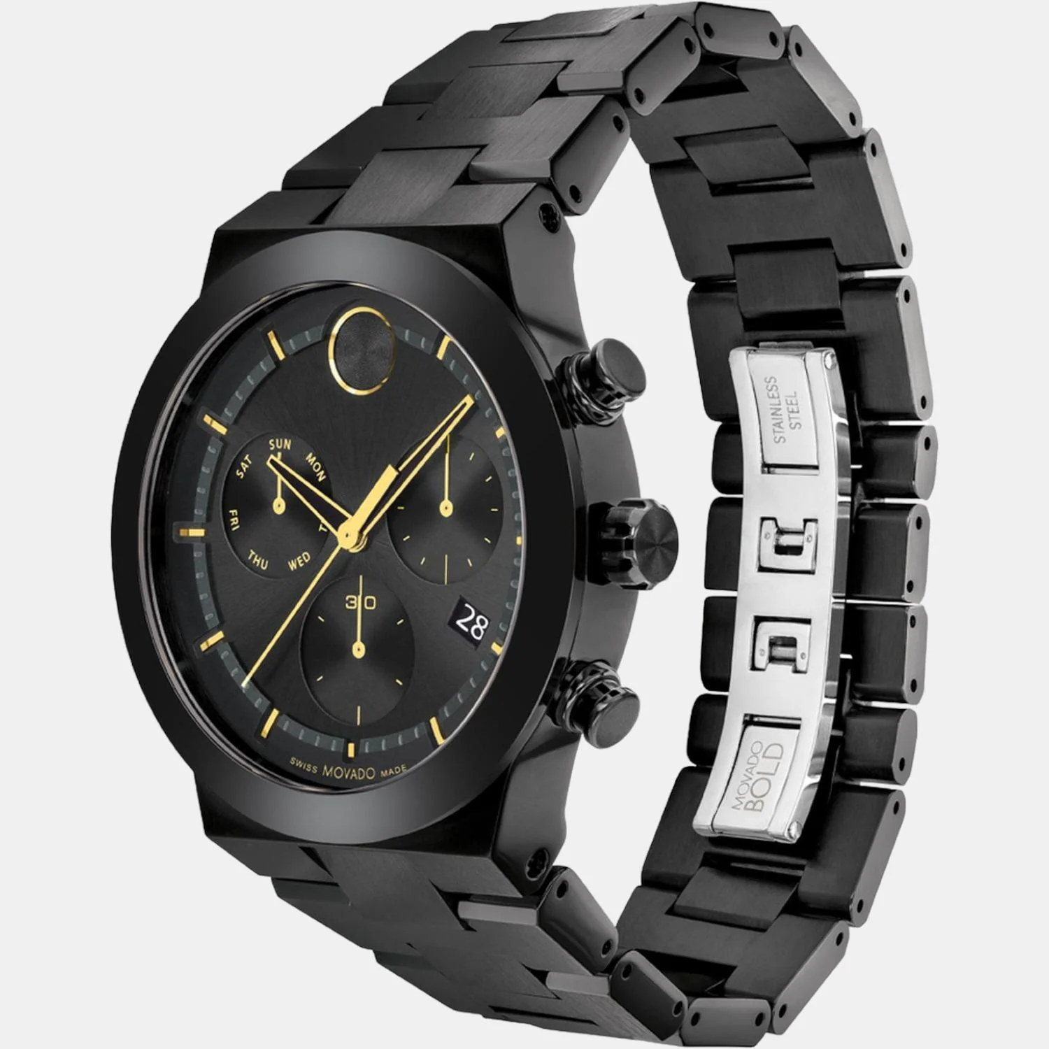 Bold Fusion Men Quartz Black Dial Chronograph Stainless Steel Watch 3600857 - Image 2