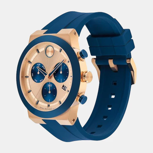 Bold Fusion Men Quartz Rose Gold Dial Chronograph Silicone Watch 3601139 - Image 3