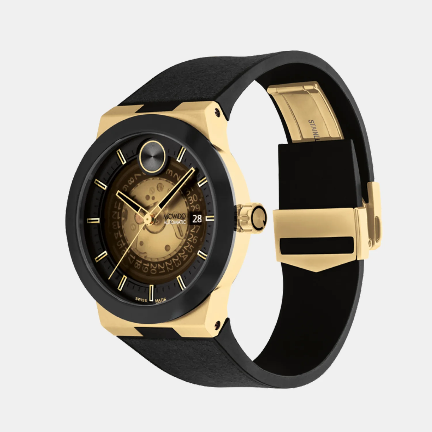 Bold Men Automatic Transparent Dial Analog Rubber Watch 3601247 - Image 3