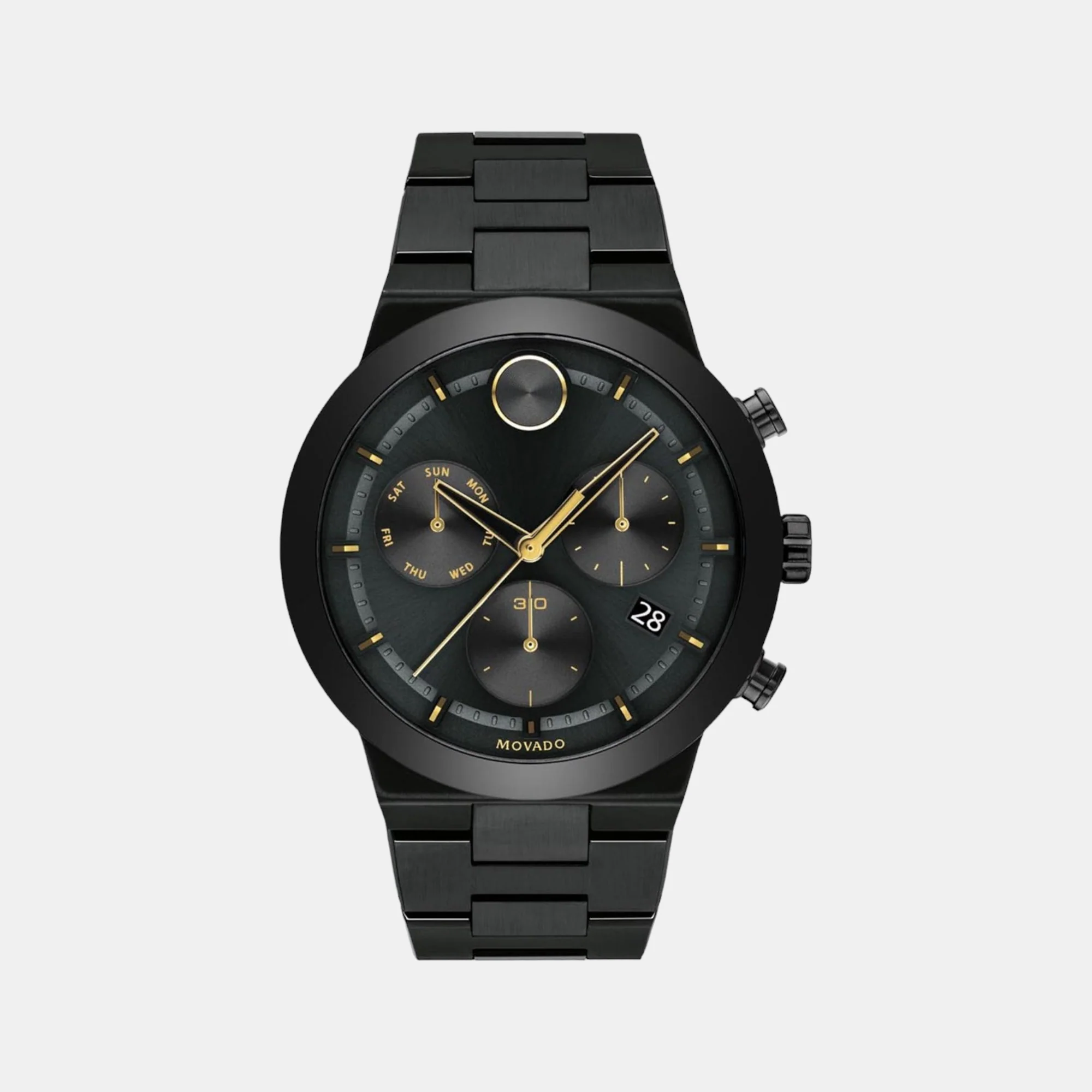 Bold Men Quartz Black Dial Chronograph Stainless Steel Watch 3600730