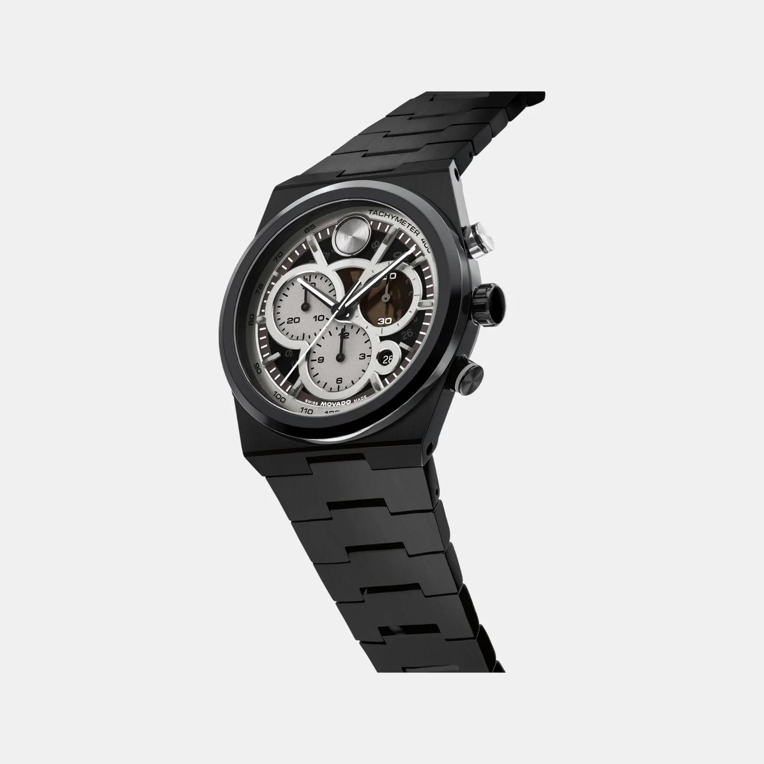 Bold Men Quartz Black & Grey Dial Chronograph Stainless Steel Watch 3601184 - Image 2